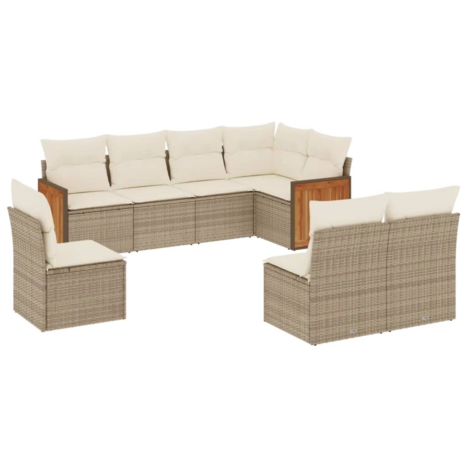 vidaXL 8-Tlg Garten-Sofagarnitur mit Kissen Beige Poly Rattan 3260126 günstig online kaufen