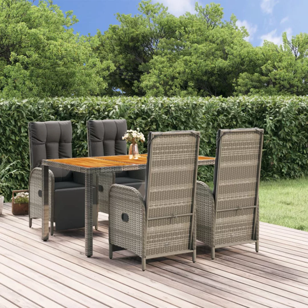 Vidaxl 5-tlg. Garten-essgruppe Mit Kissen Grau Poly Rattan günstig online kaufen