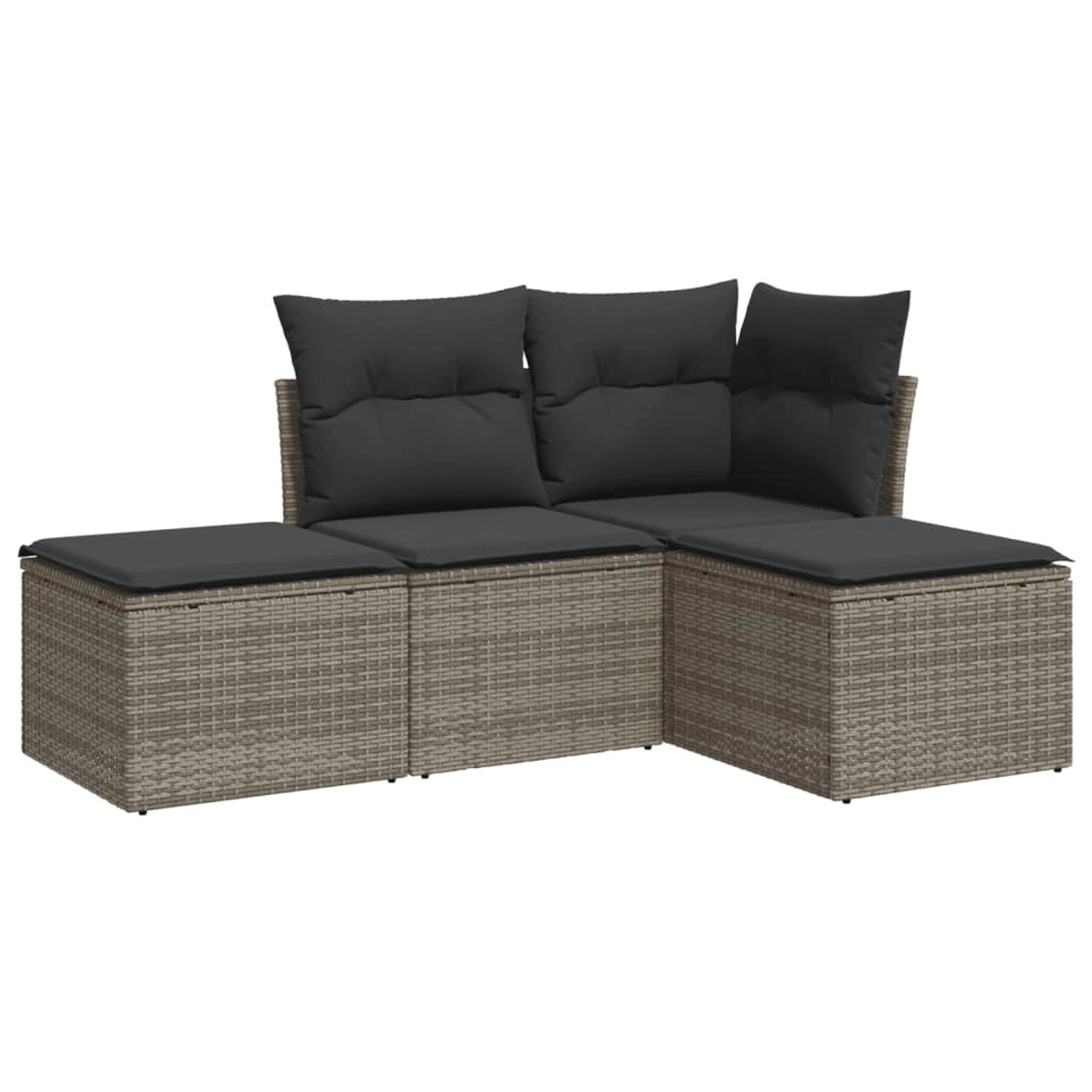 vidaXL 4-tlg Garten-Sofagarnitur mit Kissen Grau Poly Rattan Modell 21 günstig online kaufen