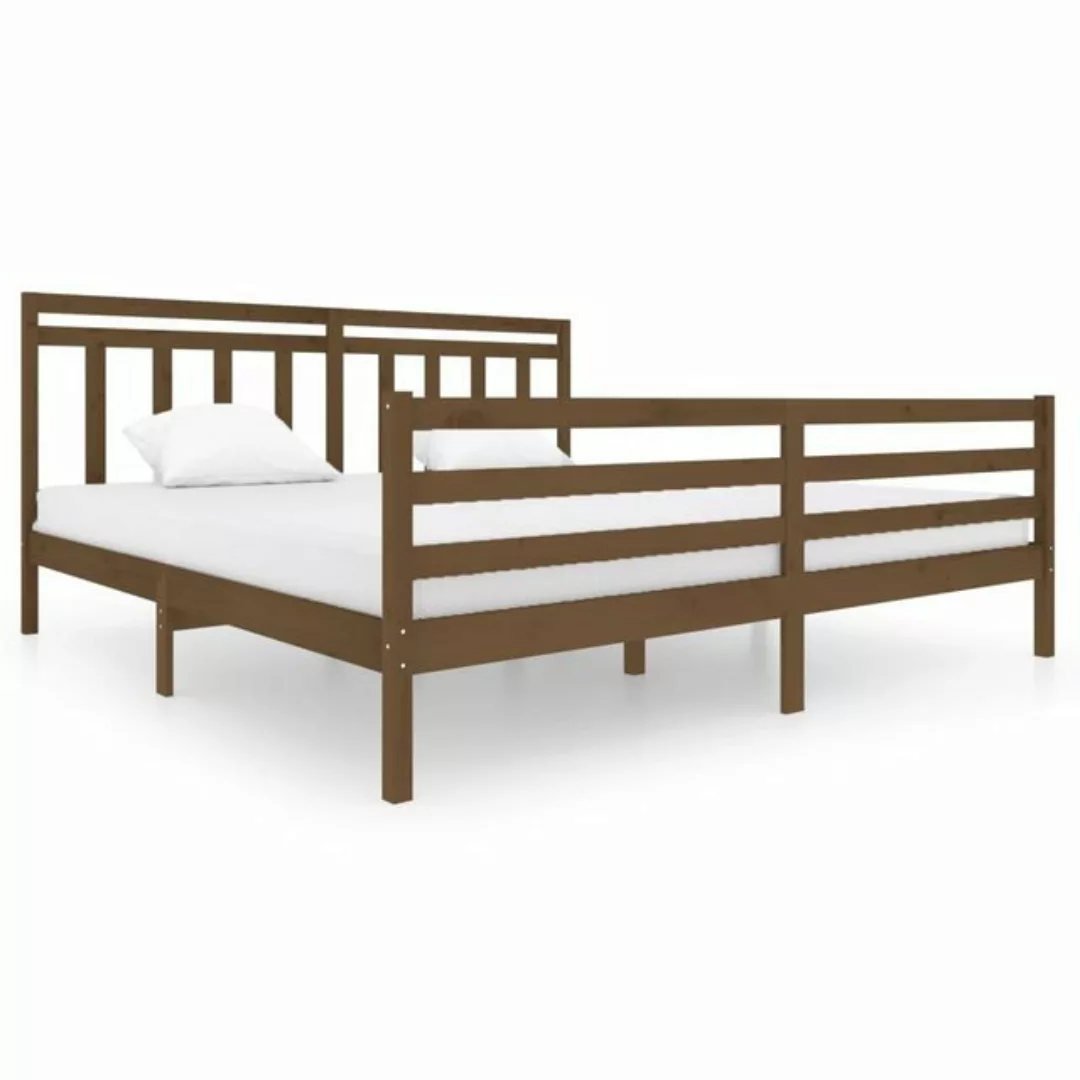 vidaXL Bettgestell Massivholzbett Honigbraun 200x200 cm Doppelbett Bett Bet günstig online kaufen