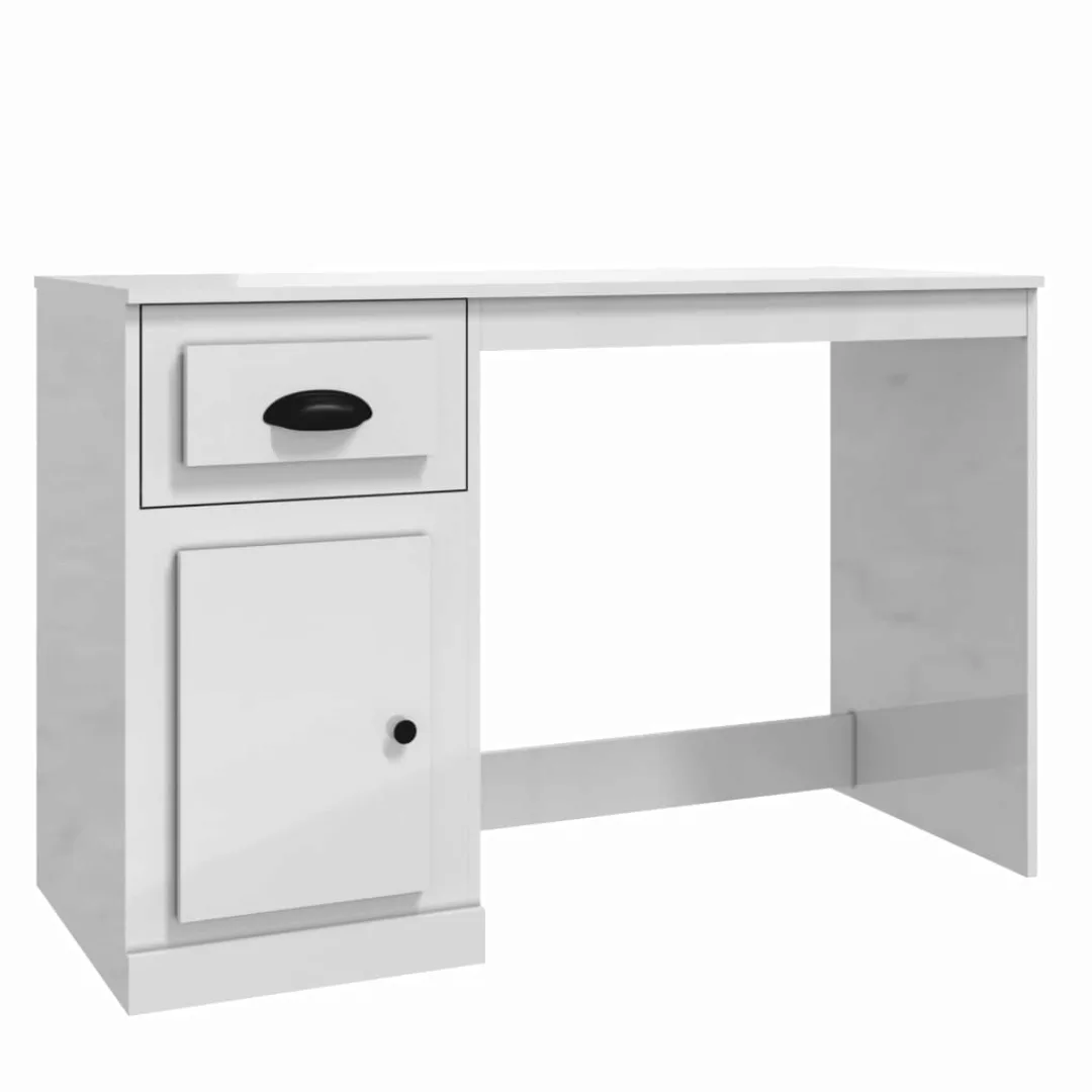 Vidaxl Schreibtisch Mit Schublade Hochglanz-weiß 115x50x75 Cm günstig online kaufen