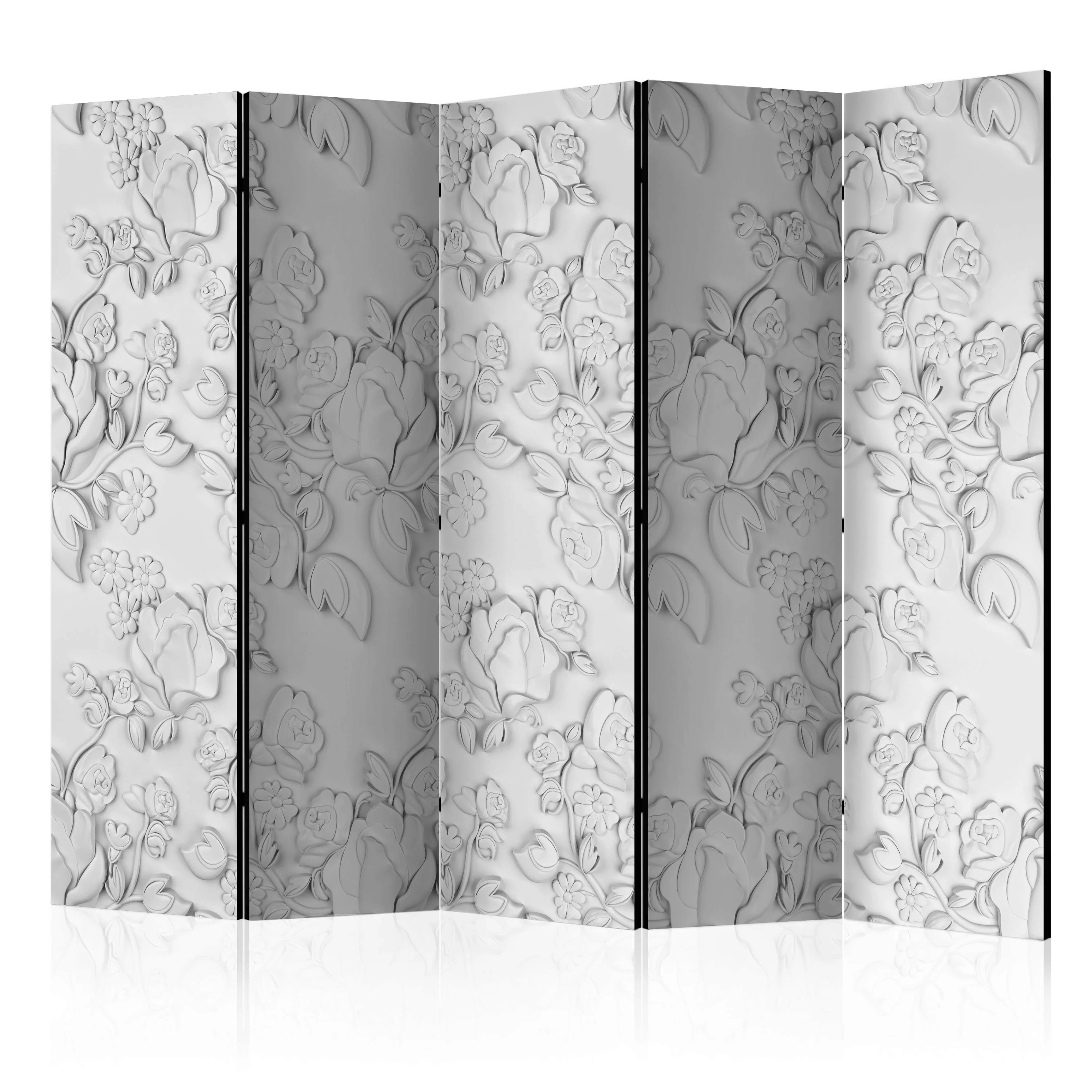 5-teiliges Paravent - White Ornament: Roses Ii [room Dividers] günstig online kaufen