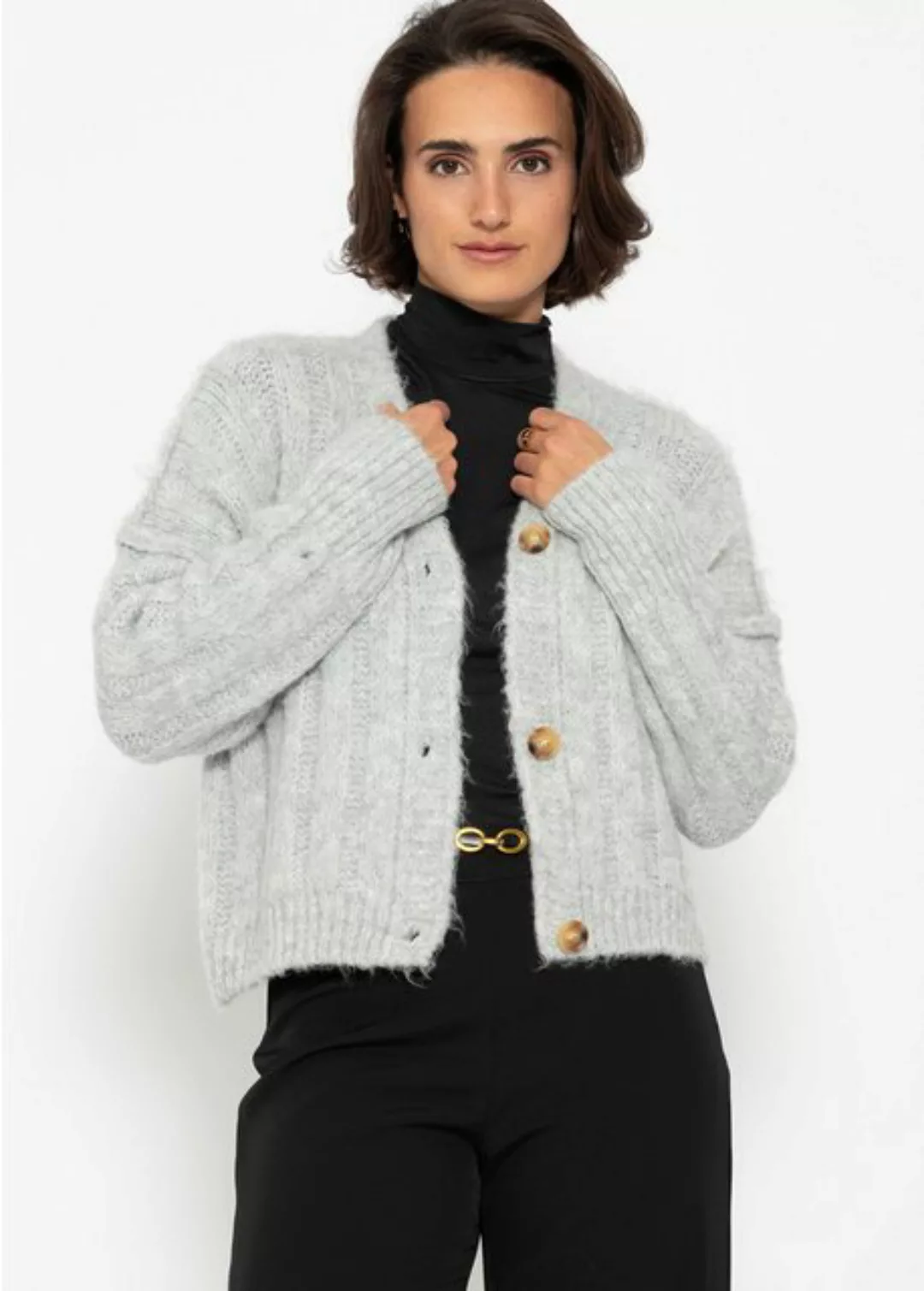 SASSYCLASSY Cardigan Strickcardigan Damen mit Rippstruktur und Knöpfen Femi günstig online kaufen