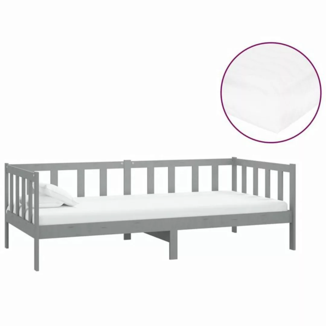 vidaXL Bettgestell Tagesbett Gästebett mit Matratze 90x200 cm Grau Massivho günstig online kaufen