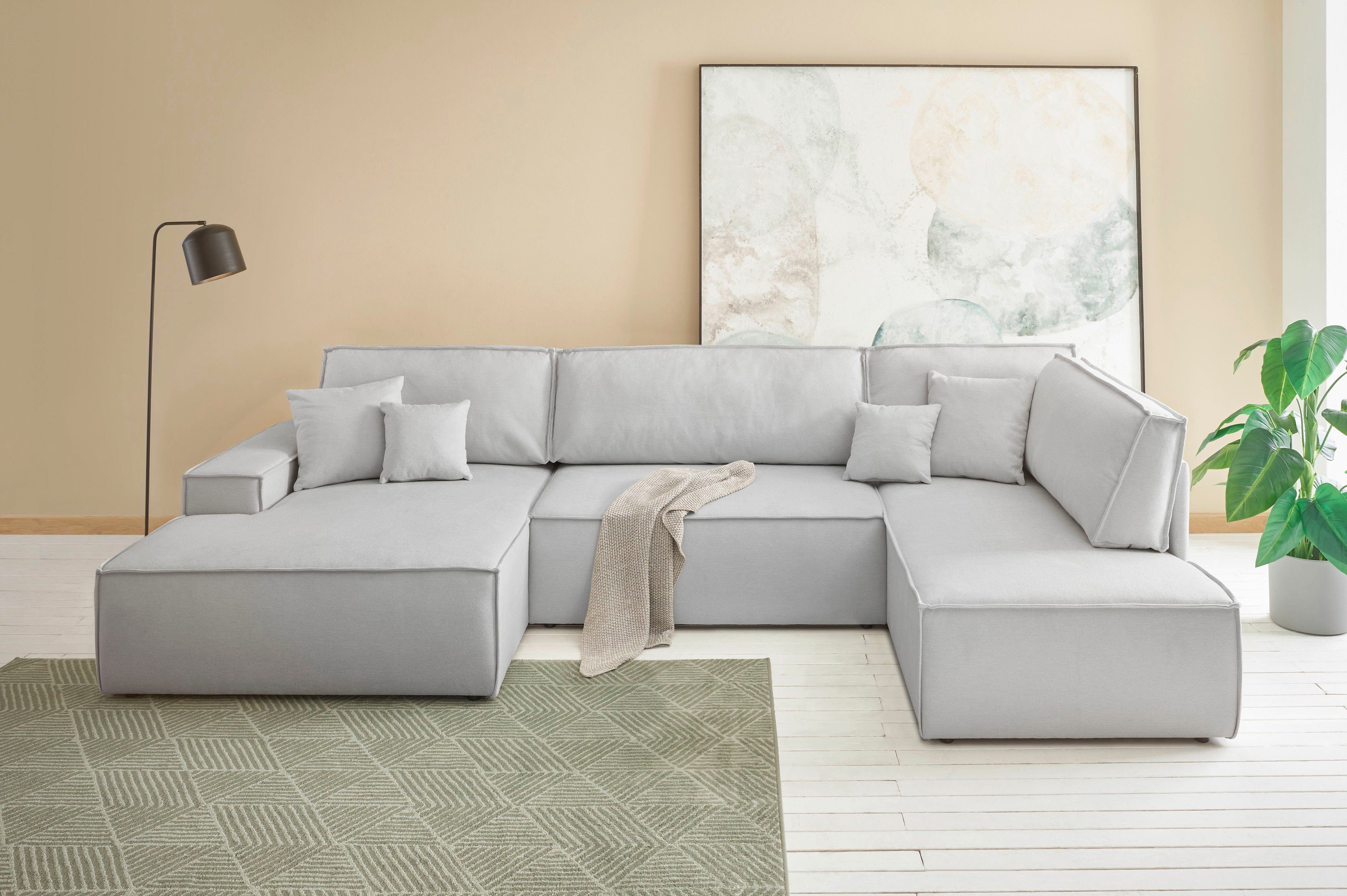andas Wohnlandschaft "FINNLEY U-Form XXL 329 cm, Schlafsofa, Schlaffunktion günstig online kaufen