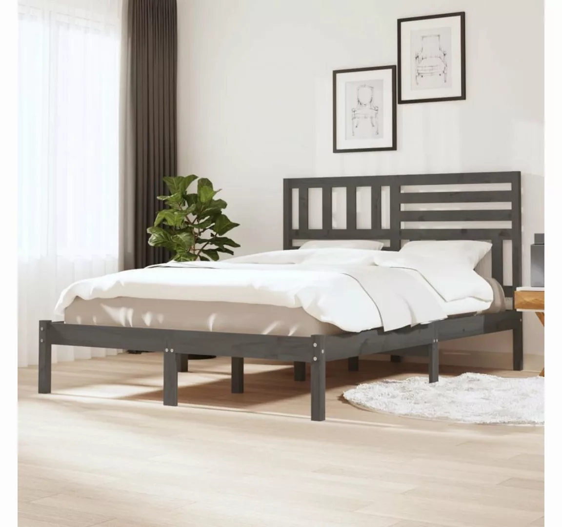 furnicato Bett Massivholzbett Grau Kiefer 120x200 cm günstig online kaufen