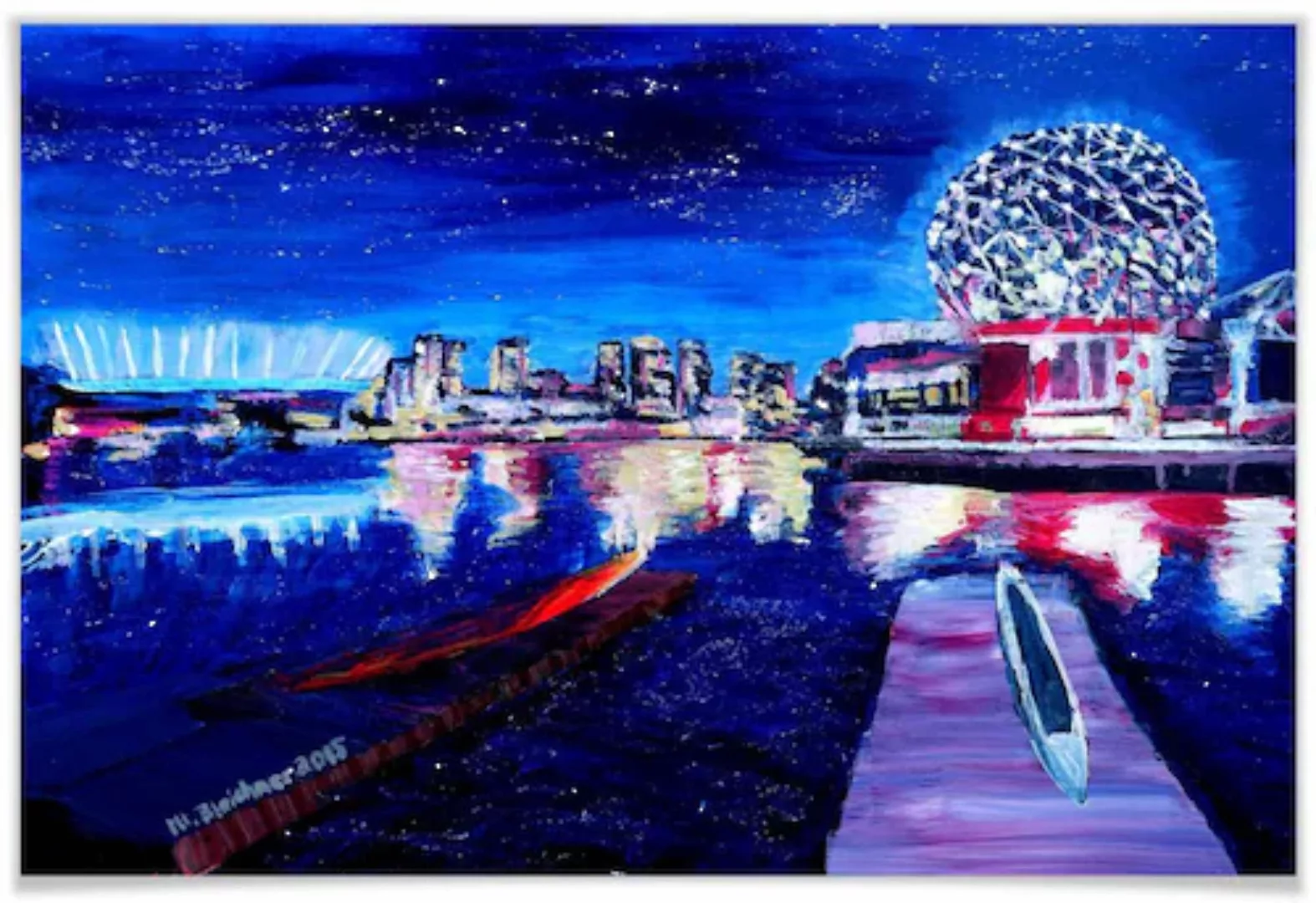 Wall-Art Poster "Blau Himmel Vancouver bei Nacht", Stadt, (1 St.), Poster o günstig online kaufen