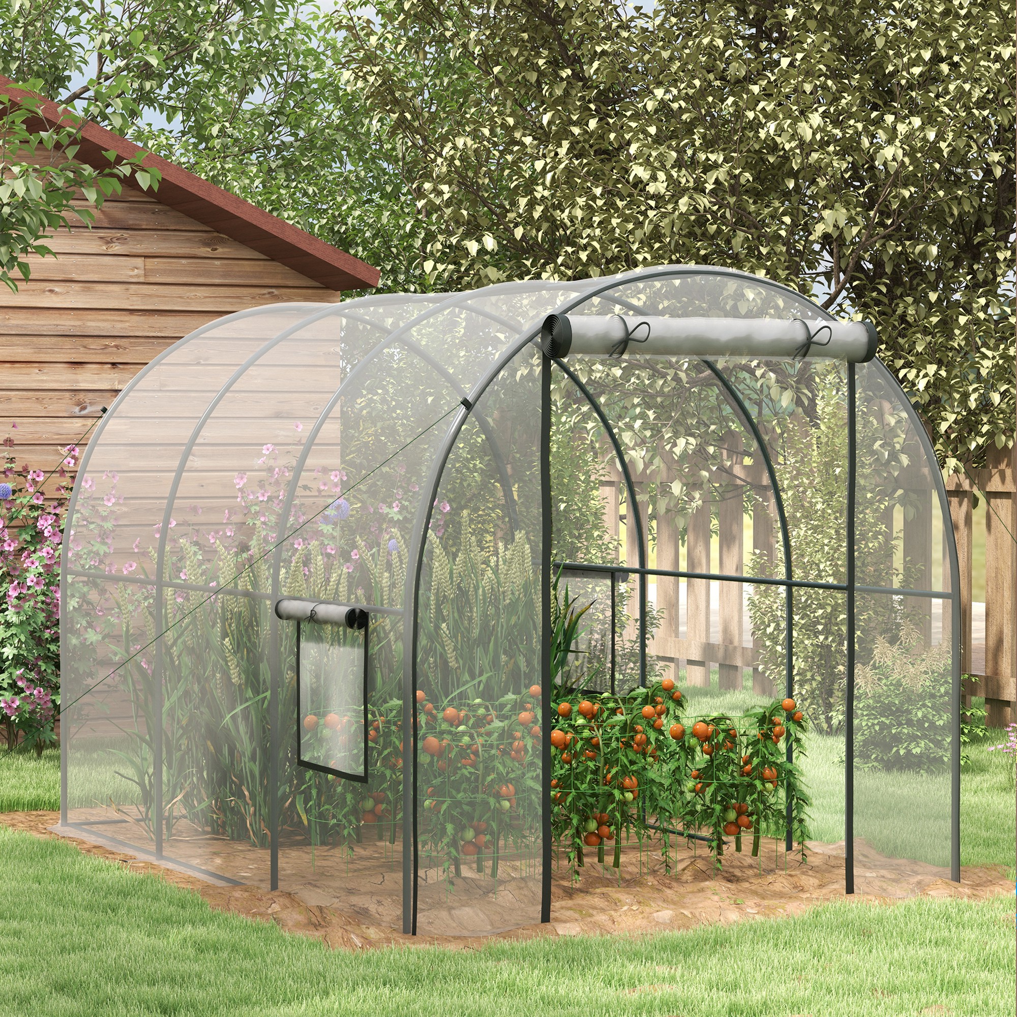 Outsunny Garten-Tunnelgewächshaus Gewächshaus für Tomaten Bodenfläche 6 m² günstig online kaufen