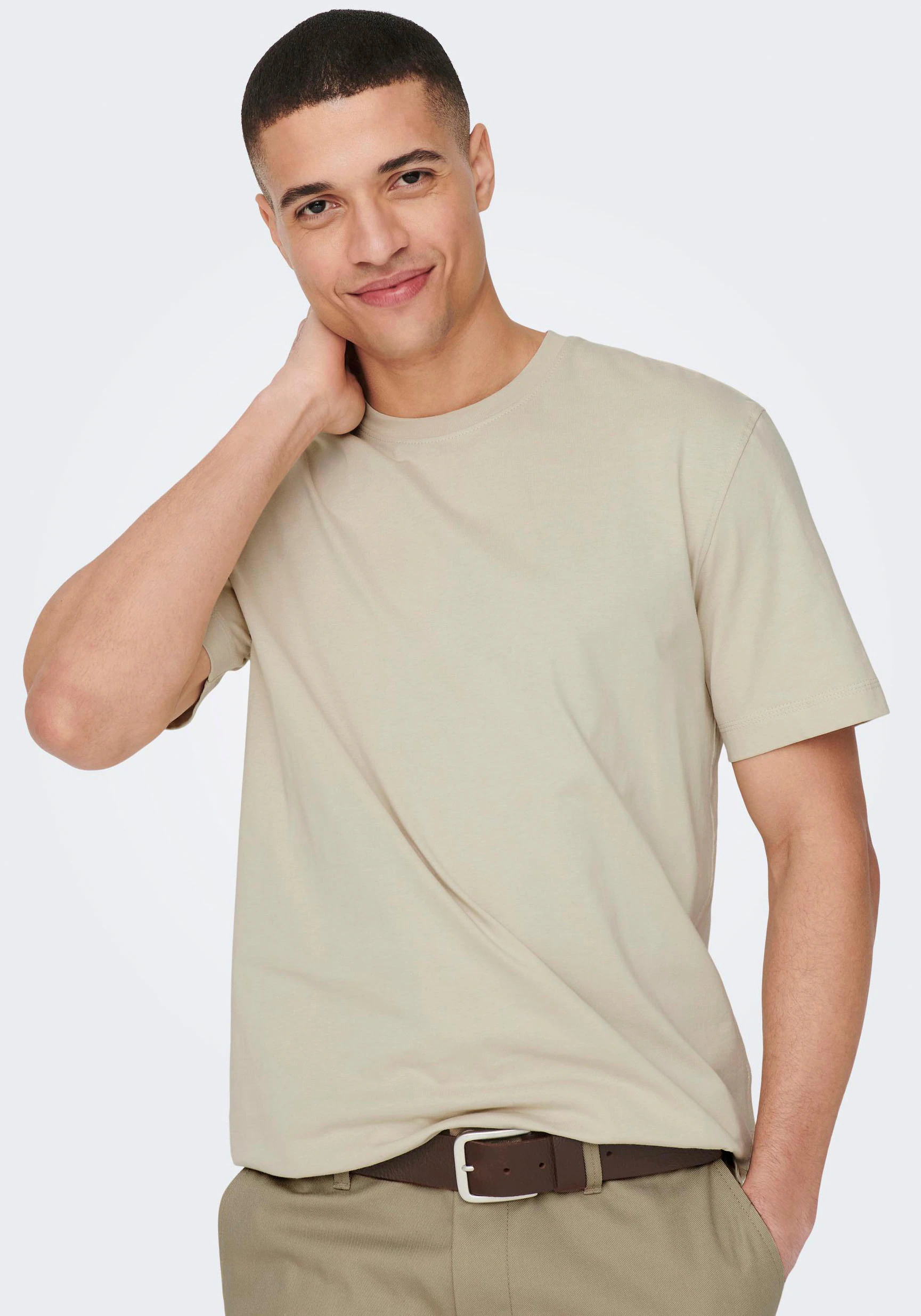 ONLY & SONS Rundhalsshirt "ONSMAX LIFE REG SS STITCH TEE" günstig online kaufen