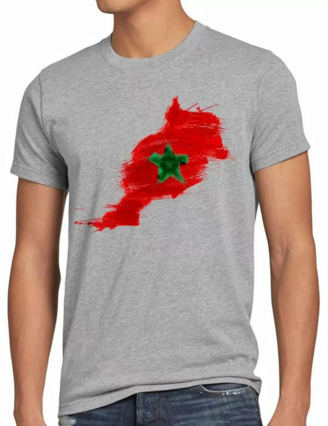 style3 Print-Shirt Herren T-Shirt Flagge Marokko Fußball Sport Morocco WM E günstig online kaufen