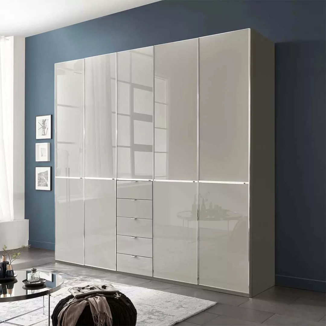 Drehtürenkleiderschrank Schrank in modernem Design Front glasbeschichtet günstig online kaufen