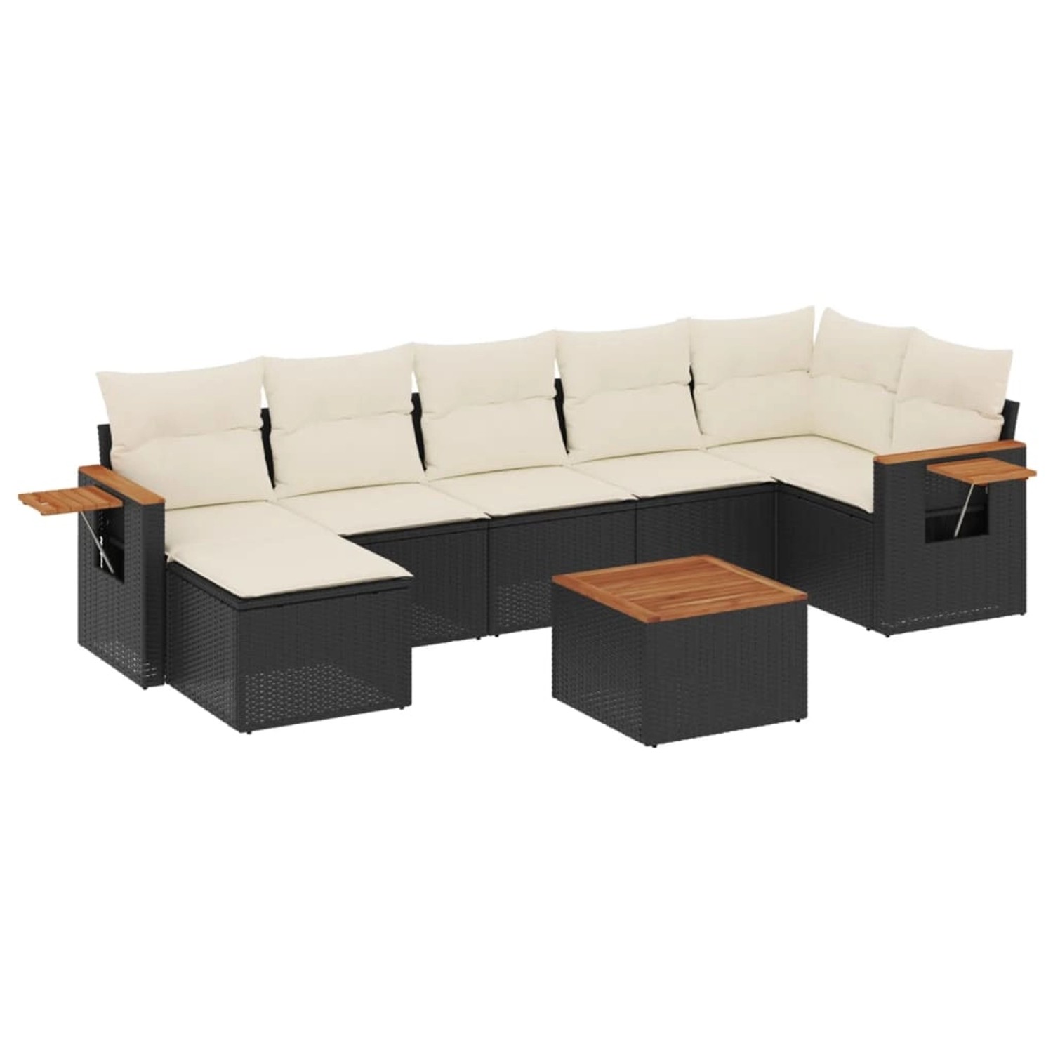 vidaXL 8-Tlg Garten-Sofagarnitur mit Kissen Schwarz Poly Rattan 3227036 günstig online kaufen
