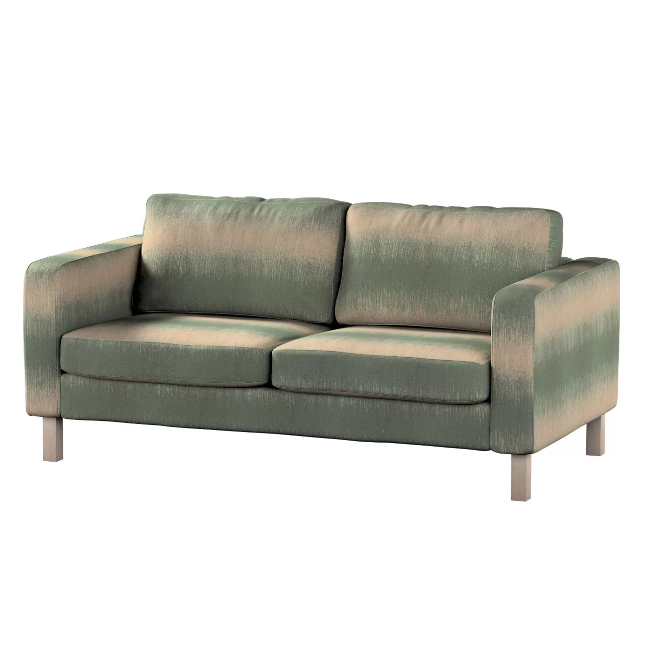 Bezug für Karlstad 2-Sitzer Sofa nicht ausklappbar, grün-beige, Sofahusse, günstig online kaufen