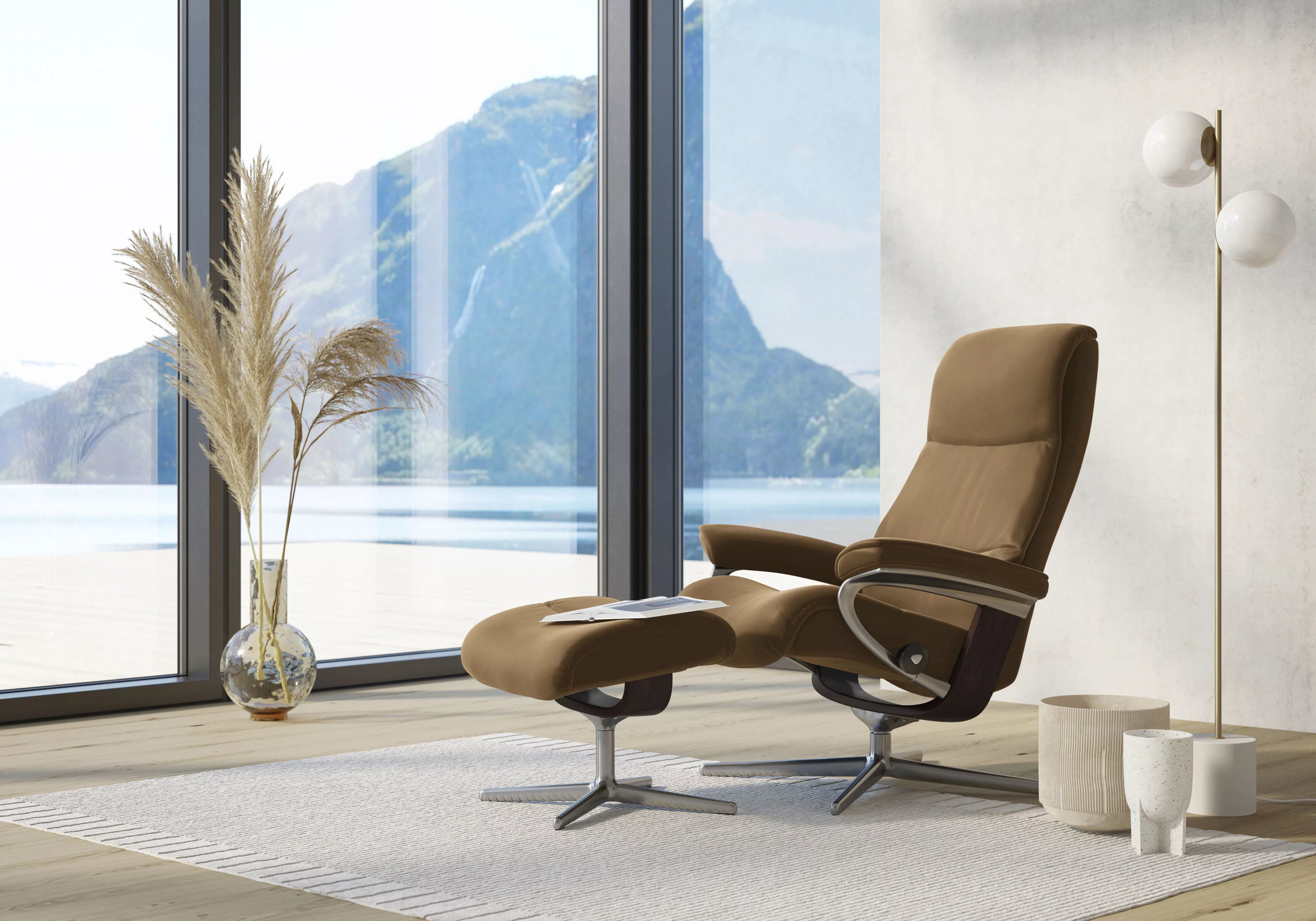 Stressless Fußhocker "View", mit Cross Base, Größe S, M & L, Holzakzent Bra günstig online kaufen