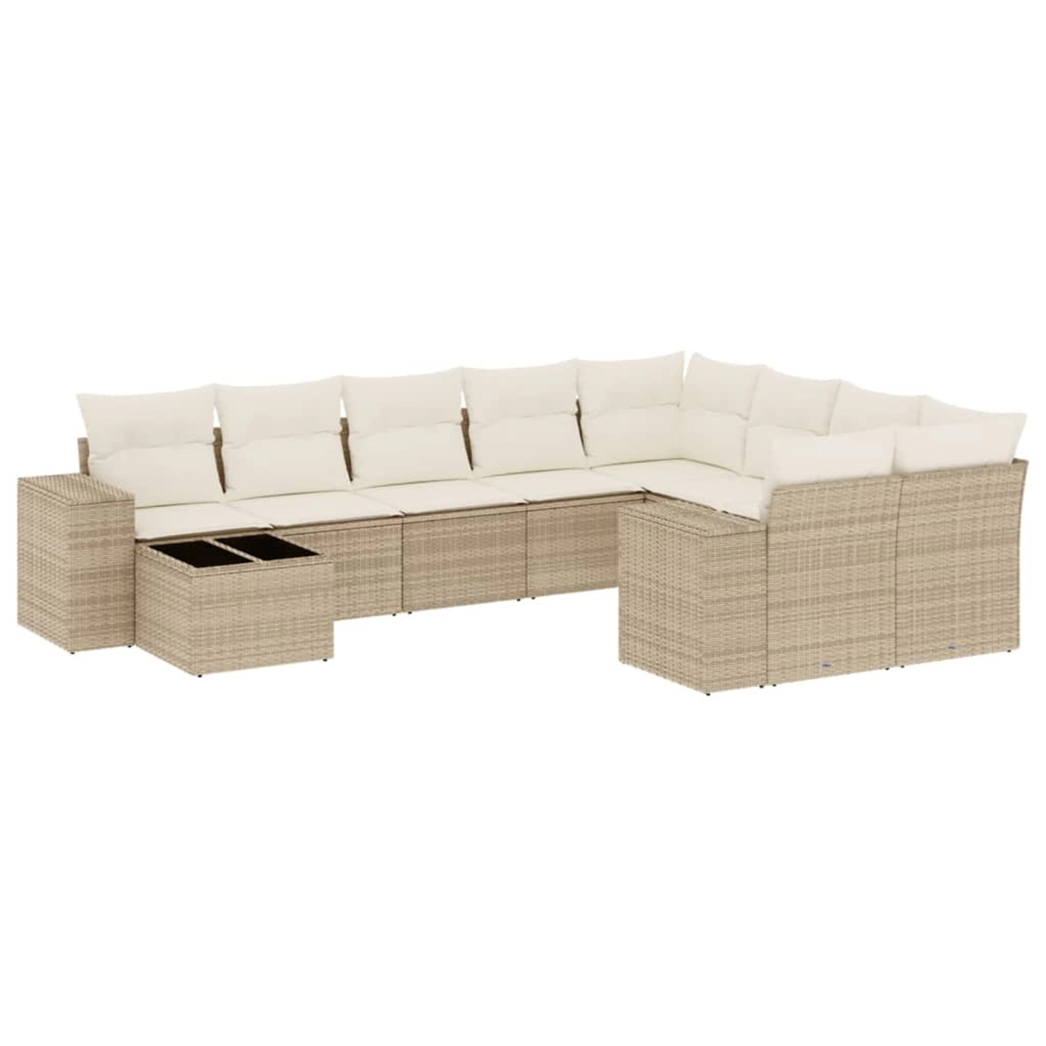 vidaXL 10-Tlg Garten-Sofagarnitur mit Kissen Beige Poly Rattan 3223057 günstig online kaufen