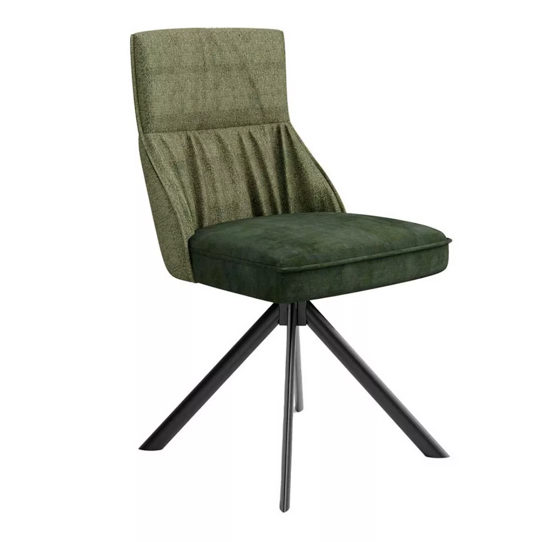 Drehbare Esstisch Stühle in Oliv und Dunkelgrün Gestell aus Metall (2er Set günstig online kaufen
