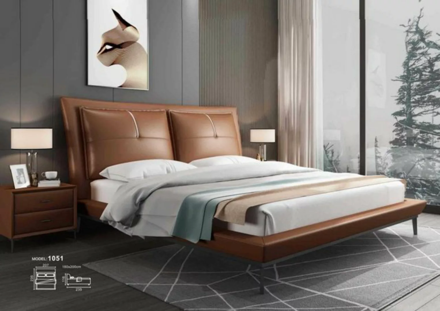 JVmoebel Bett, Designer Bett Schlafzimmer Betten Hotel Polster Luxus Leder günstig online kaufen