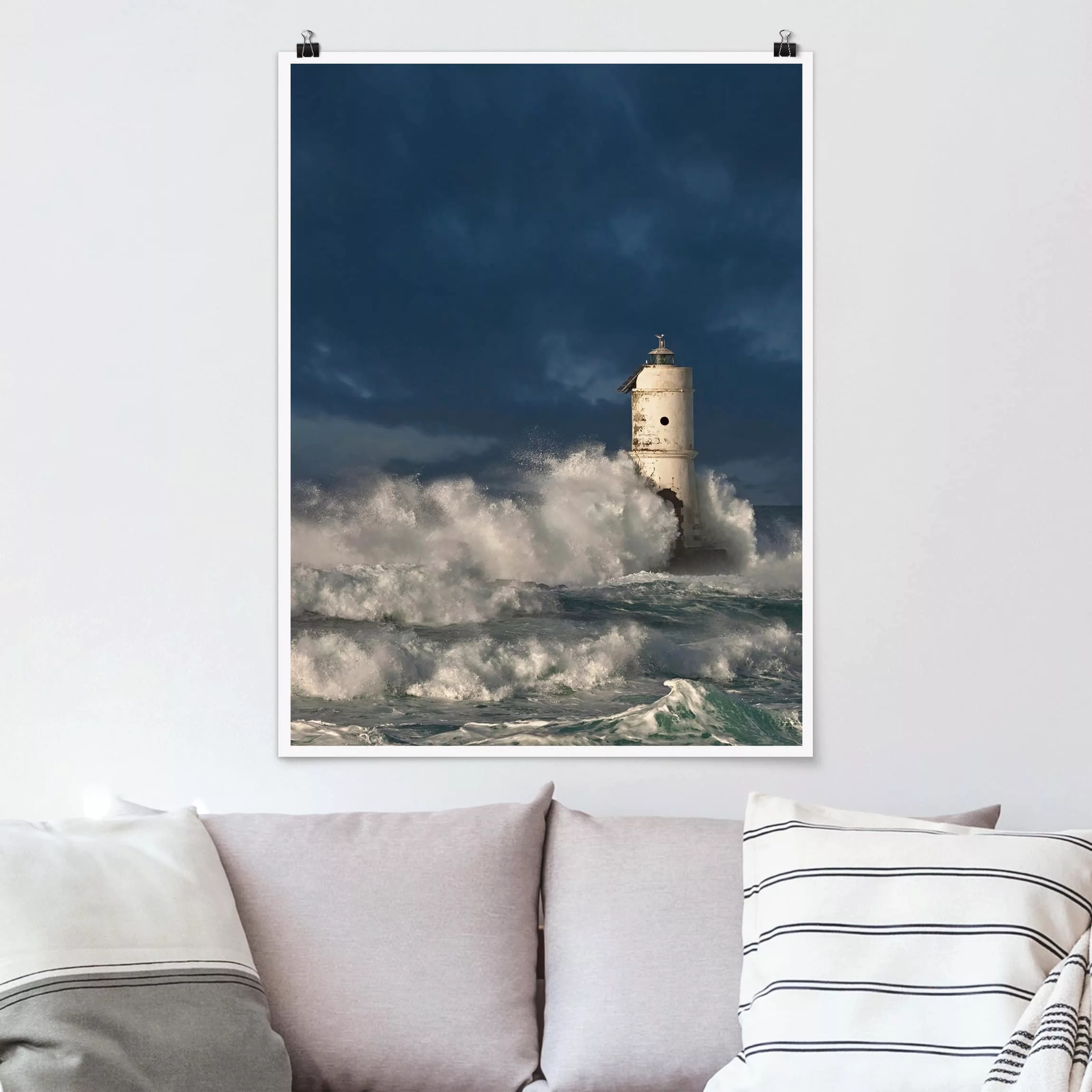 Poster Strand - Hochformat Leuchtturm auf Sardinien günstig online kaufen
