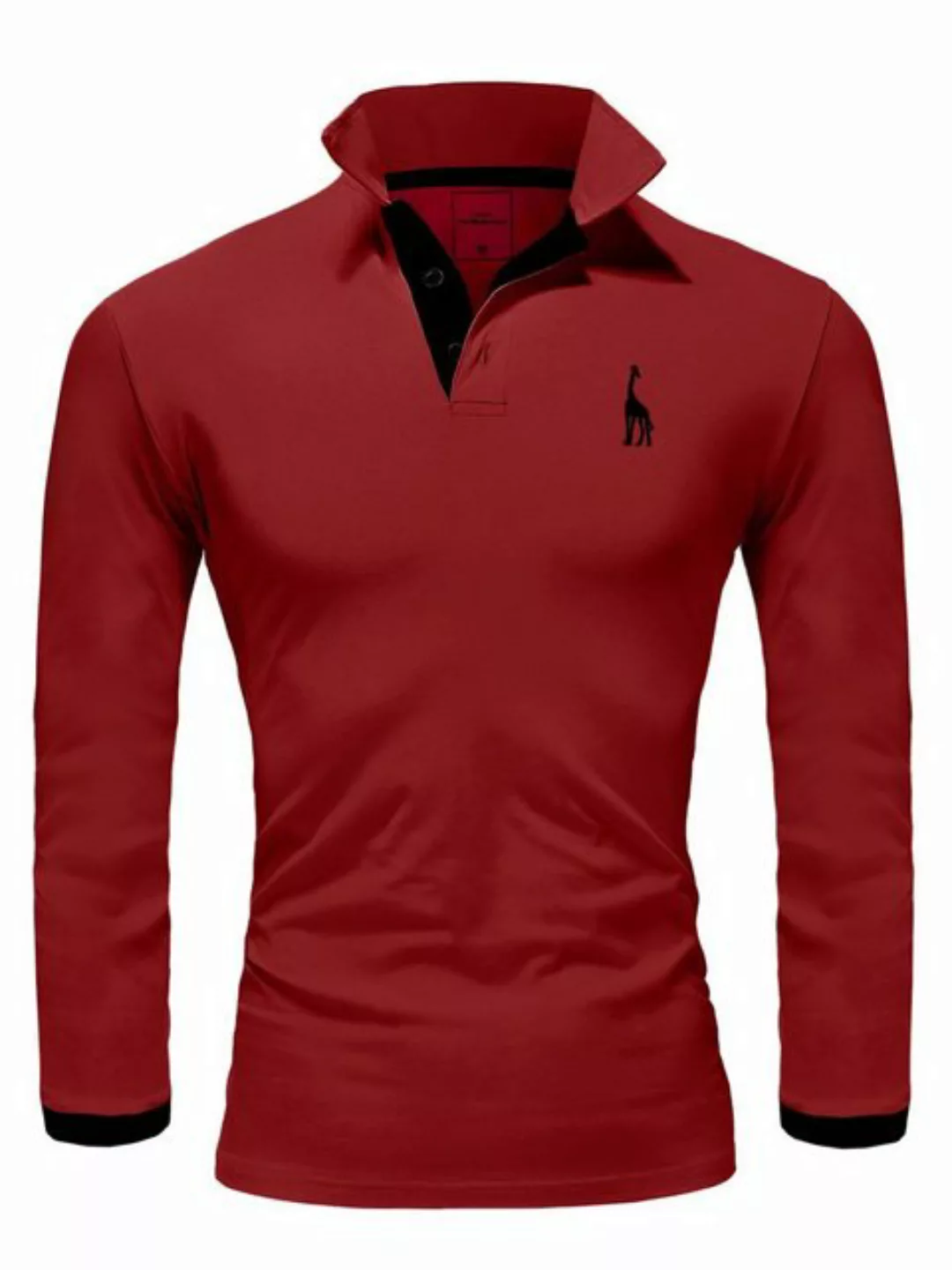 REPUBLIX Poloshirt AIDEN Herren Basic Langarm Kontrast Polo Hemd günstig online kaufen