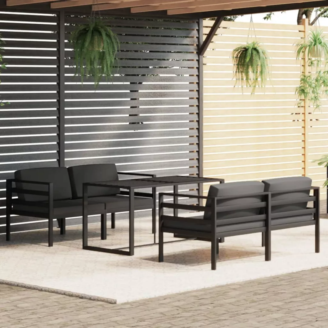 Vidaxl 5-tlg. Garten-lounge-set Mit Kissen Aluminium Anthrazit günstig online kaufen