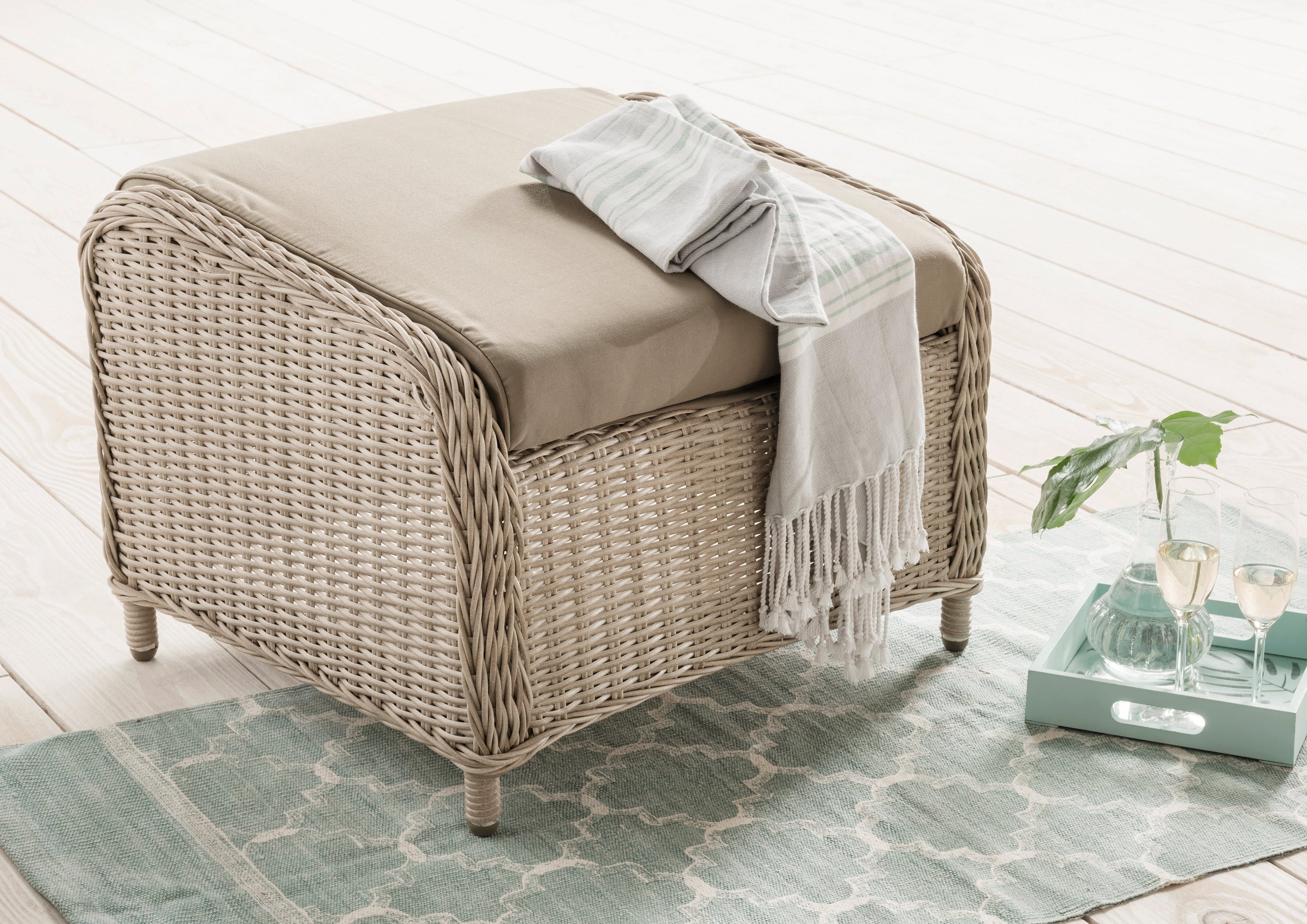 Destiny Fußhocker CASA, 66x58cm, Aluminium, Polyrattan, günstig online kaufen