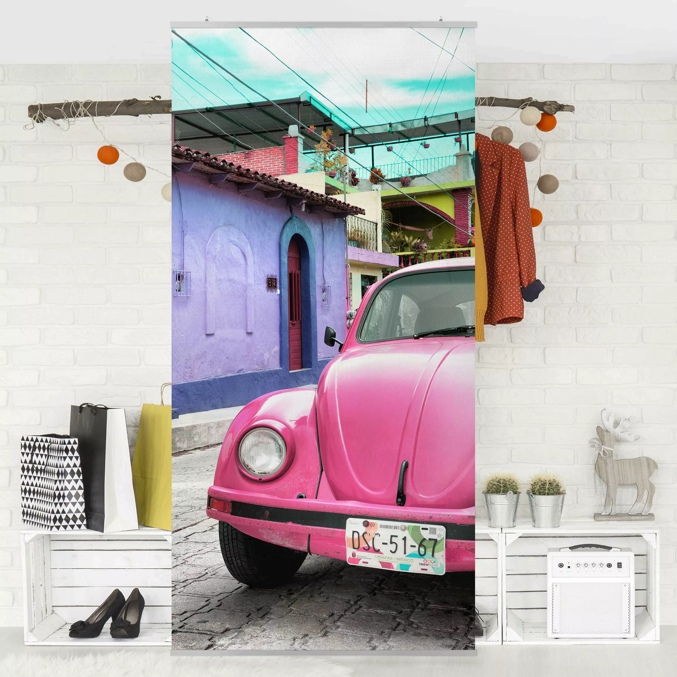 Raumteiler Architektur & Skyline Pink VW Beetle günstig online kaufen
