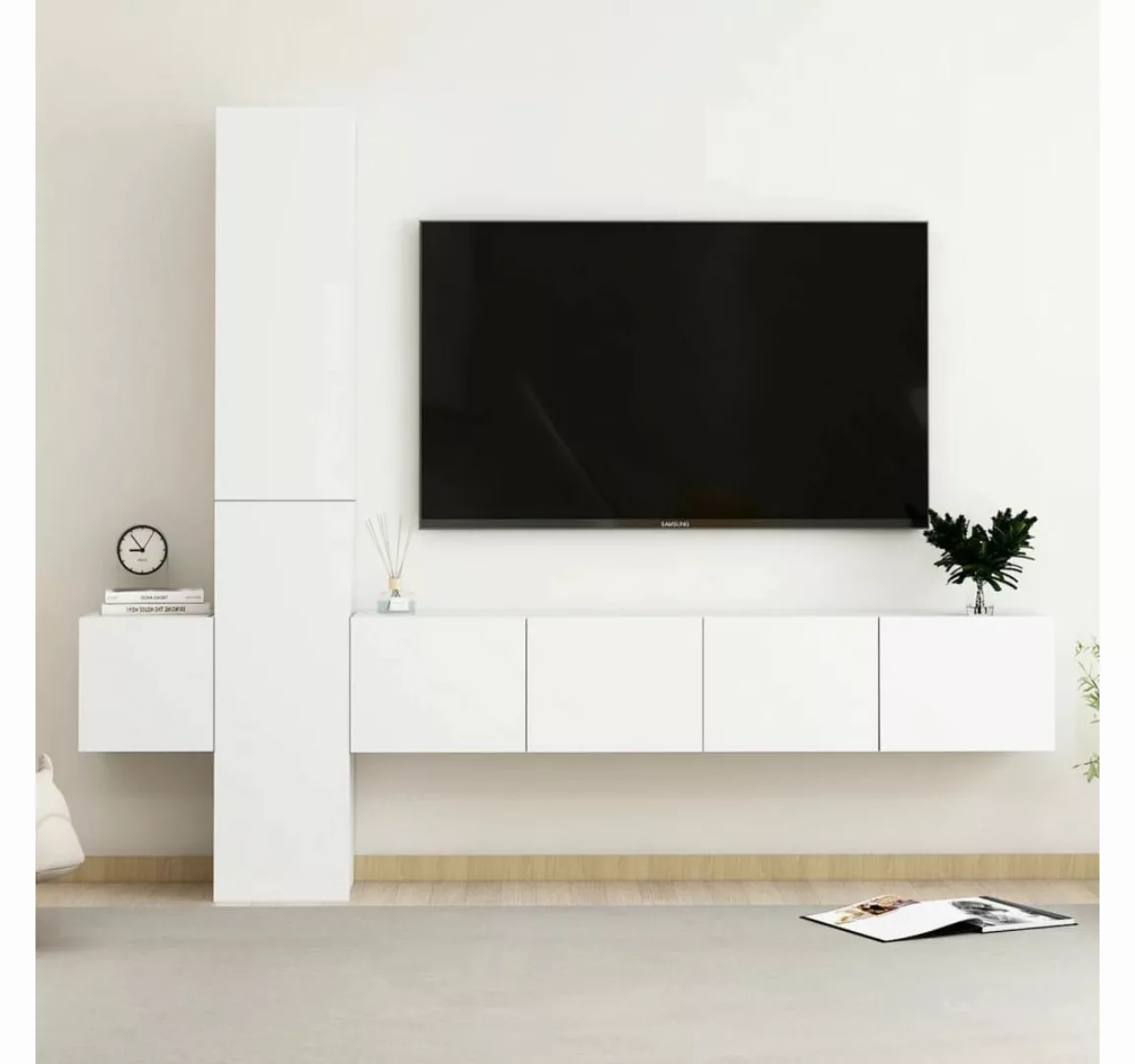 vidaXL TV-Schrank 5-tlg TV-Schrank-Set Weiß Spanplatte günstig online kaufen