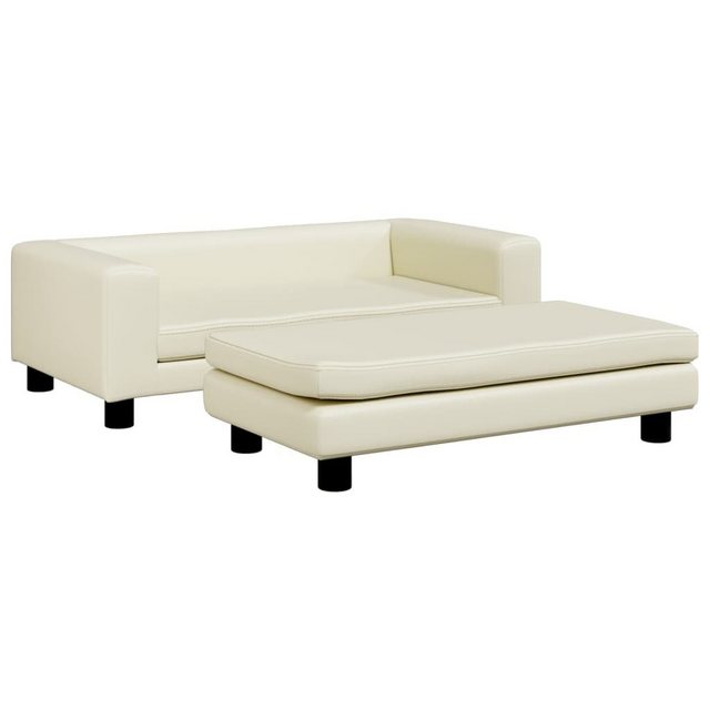 vidaXL Kindersofa Kindersofa mit Hocker Creme 100x50x30 cm Kunstleder Kinde günstig online kaufen