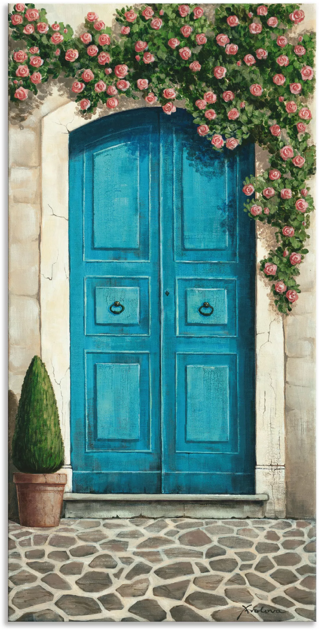 Artland Wandbild »Blaue Tür mit Kletterrosen«, Fenster & Türen, (1 St.) günstig online kaufen
