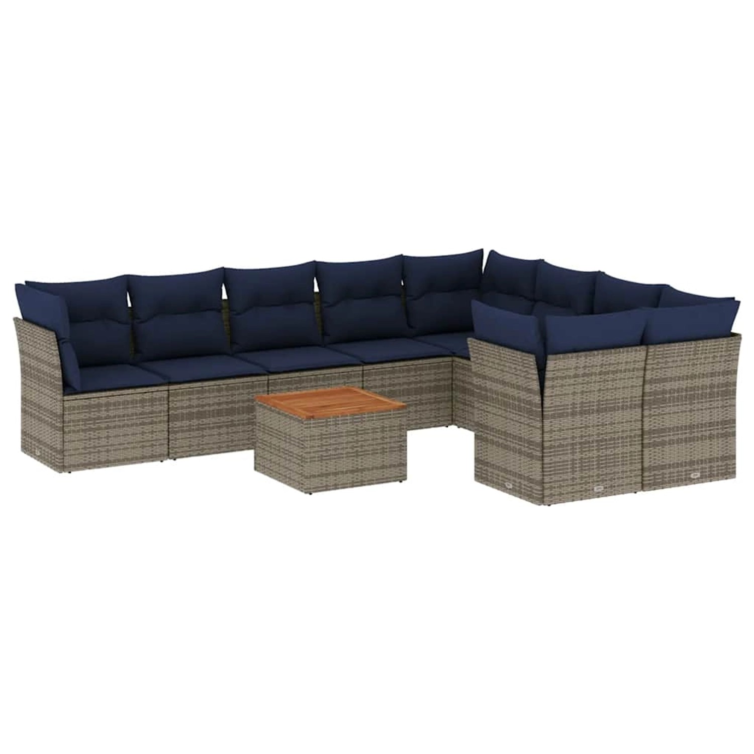vidaXL 10-Tlg Garten-Sofagarnitur mit Kissen Grau Poly Rattan 3256152 günstig online kaufen