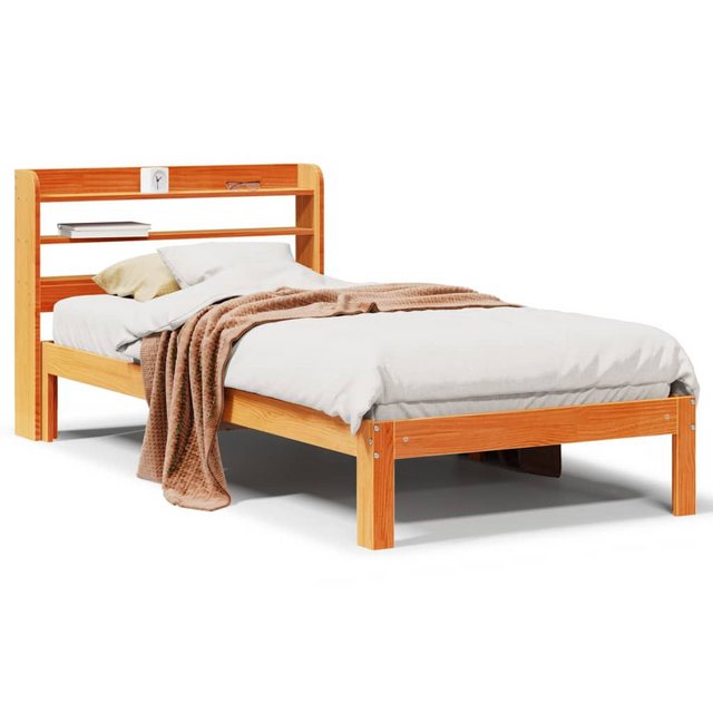 vidaXL Bett, Massivholzbett ohne Matratze Wachsbraun 100x200 Kiefernholz günstig online kaufen