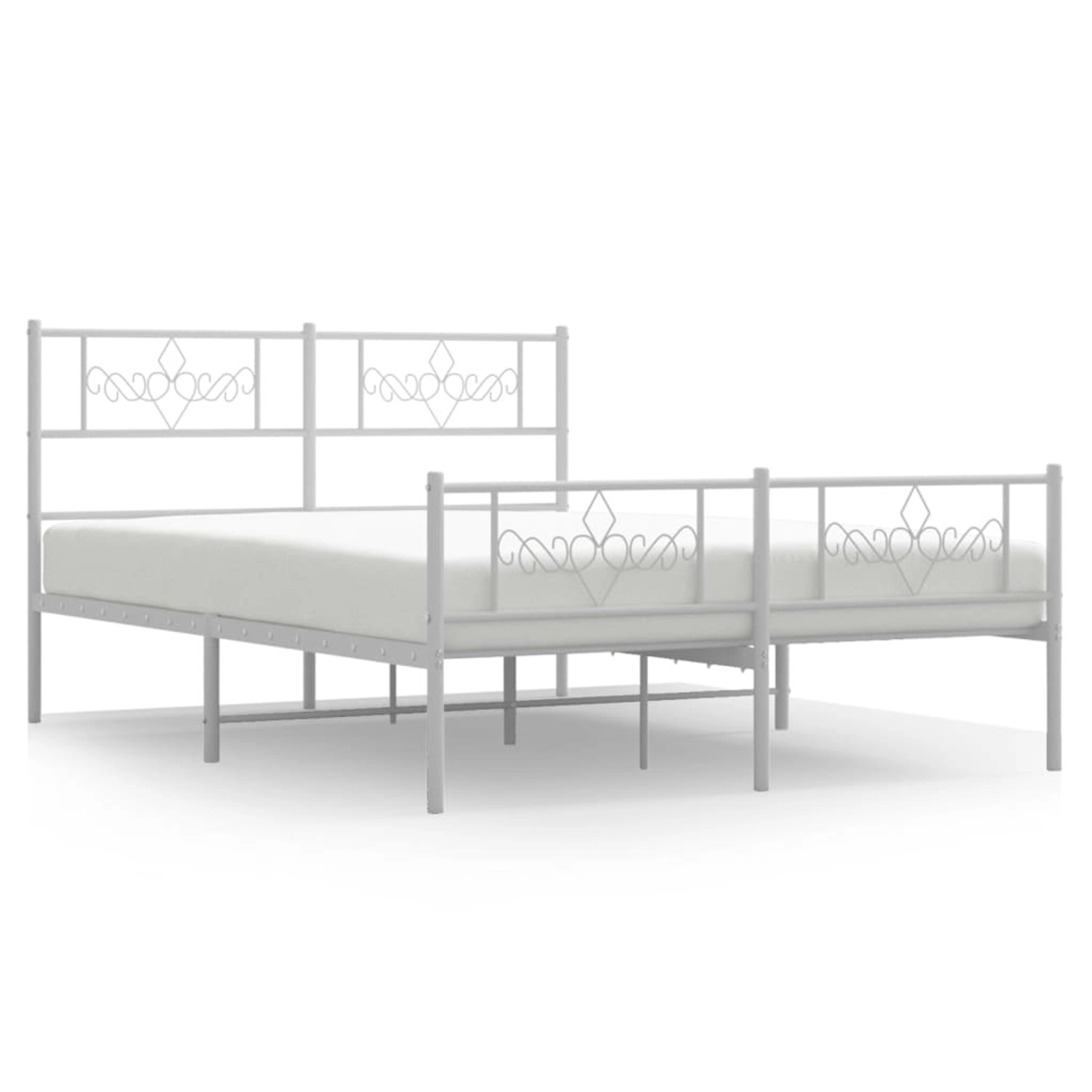 vidaXL Bettgestell mit Kopf- und Fußteil Metall Weiß 135x190 cm Modell 8188 günstig online kaufen