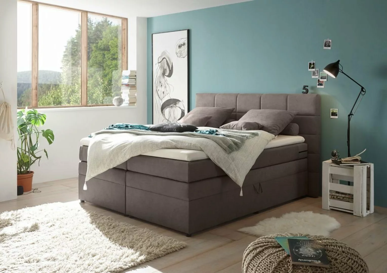 ED EXCITING DESIGN Boxspringliege (180 x 200 cm, Tacoma 1 "Soro" stone 180 günstig online kaufen