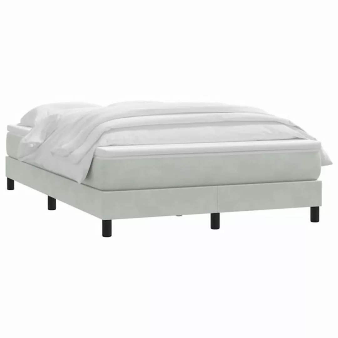 vidaXL Bett Boxspringbett mit Matratze Hellgrau 140x220 cm Samt günstig online kaufen