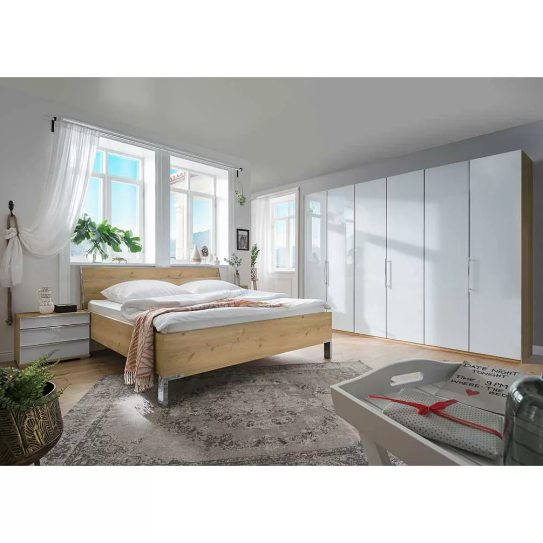 Premium Komplettschlafzimmer in Weiß Eiche Bianco (vierteilig) günstig online kaufen