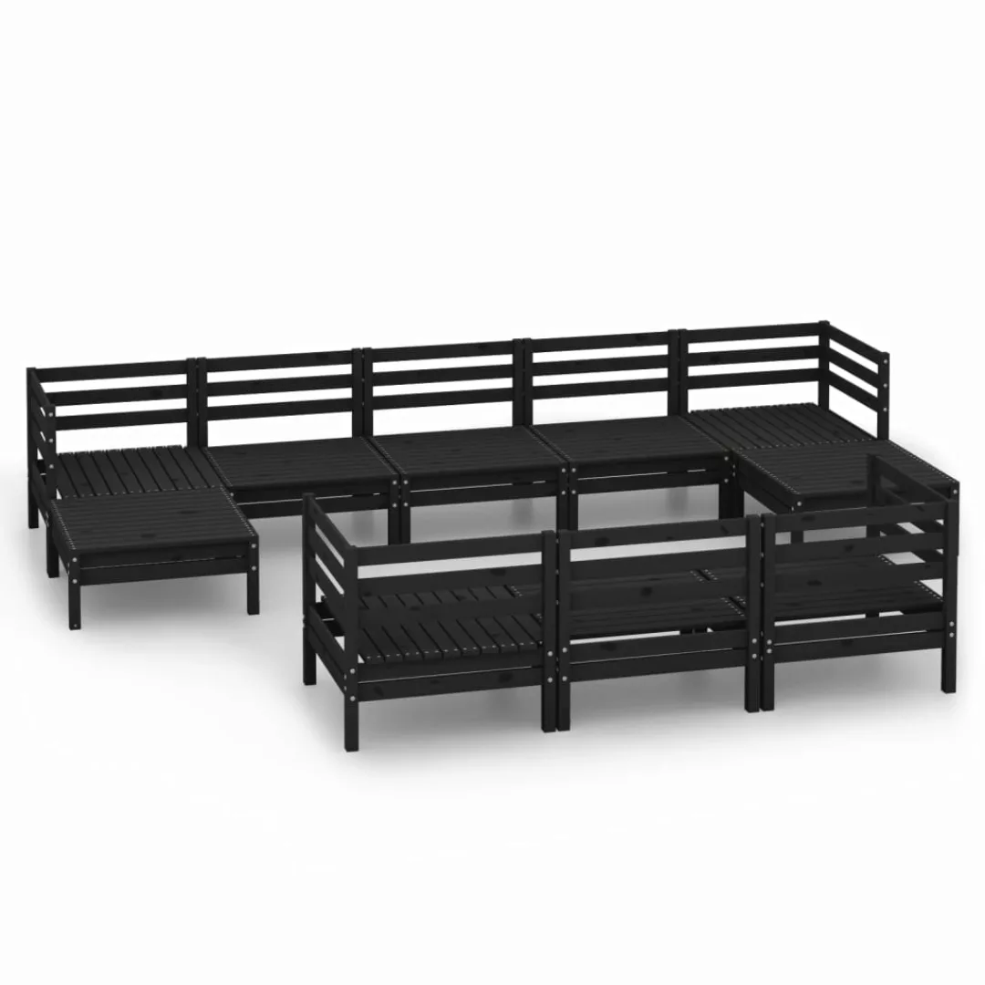 10-tlg. Garten-lounge-set Schwarz Massivholz Kiefer günstig online kaufen