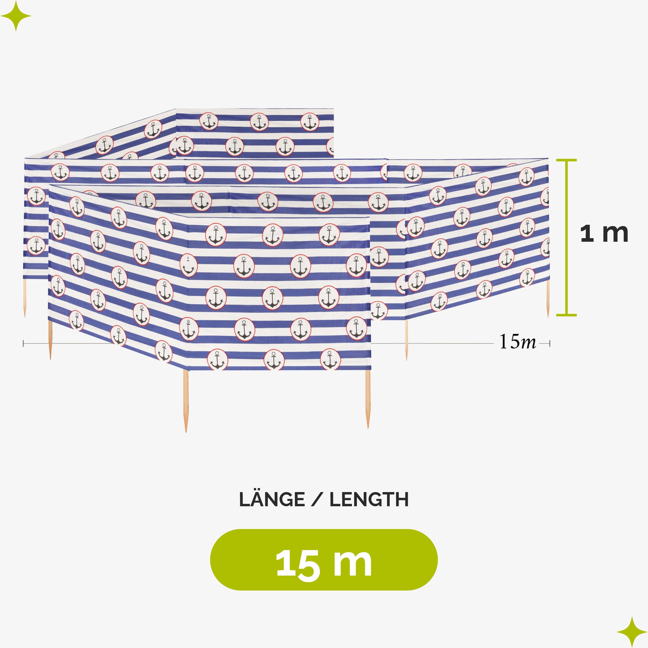 Garronda Windschutz Strand Sichtschutz 15m lang günstig online kaufen