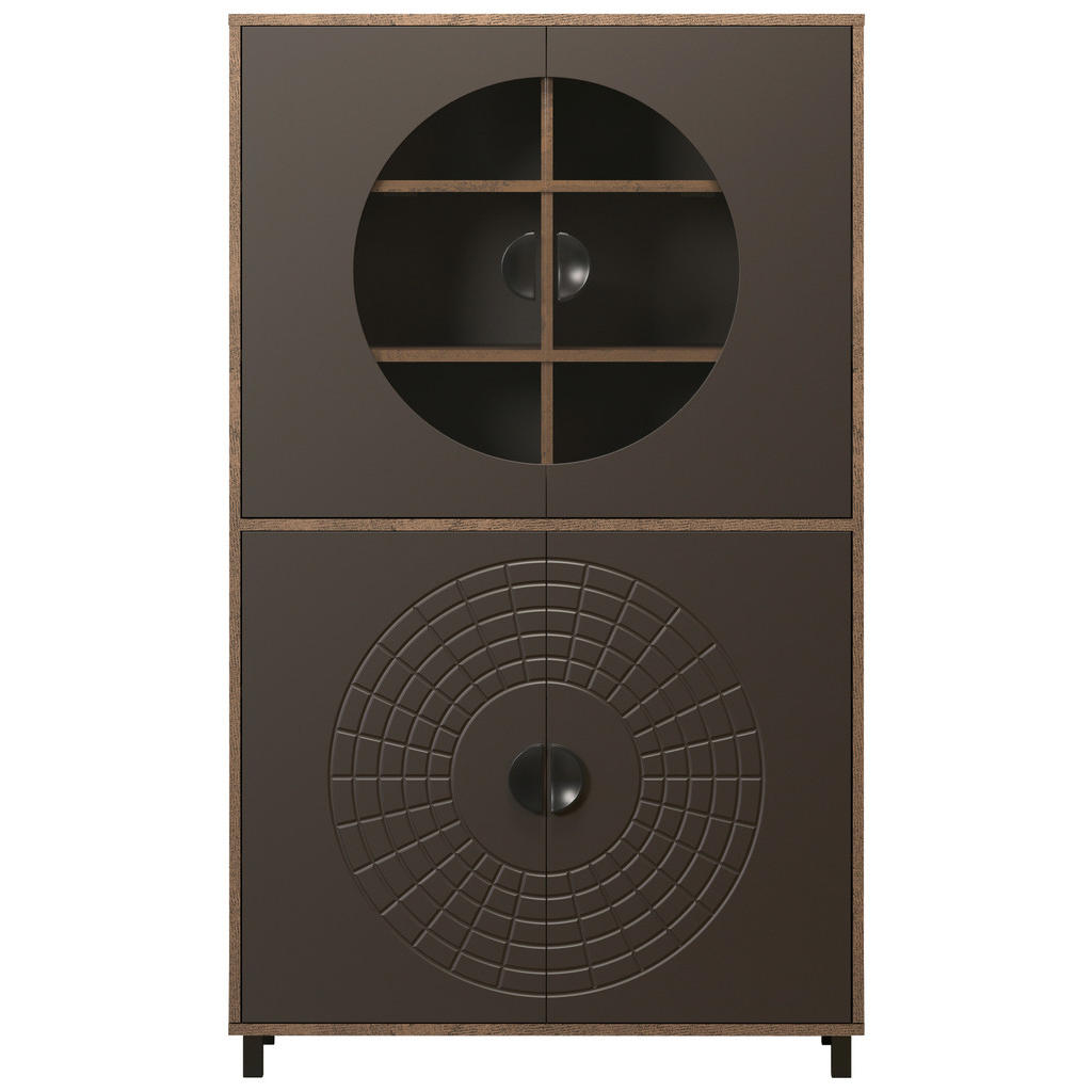 Highboardvitrine Fusion Eiche dunkel Nachbildung bronze Optik B/H/T: ca. 97 günstig online kaufen