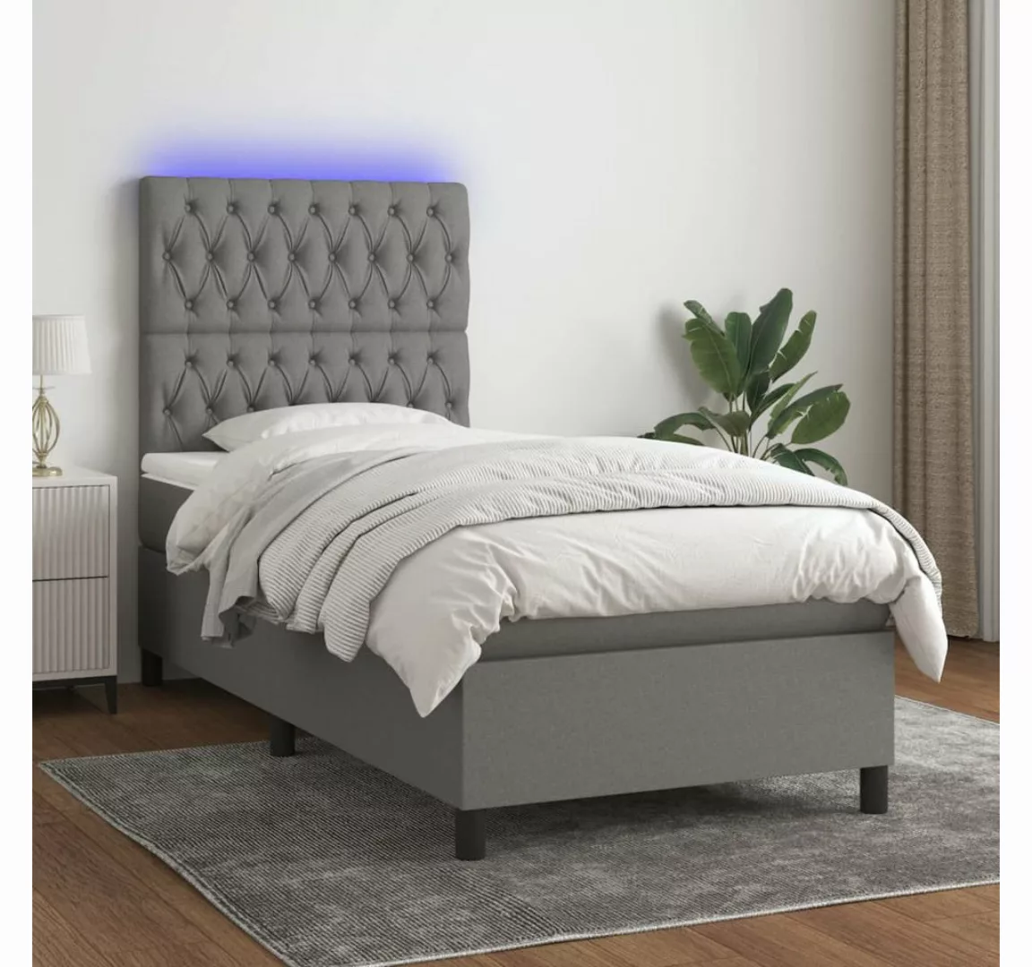 vidaXL Boxspringbett Bett Boxspringbett mit Matratze & LED Stoff (100 x 200 günstig online kaufen