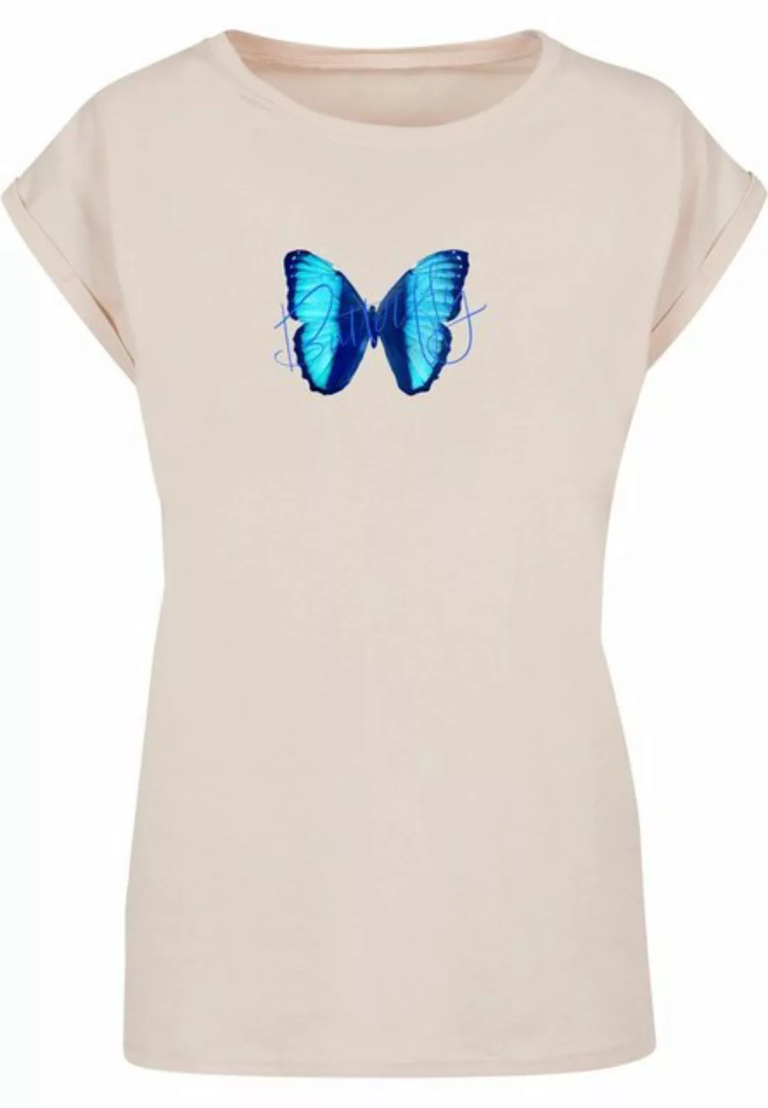 Merchcode T-Shirt Merchcode Damen Ladies Butterfly Blue Extended Shoulder T günstig online kaufen