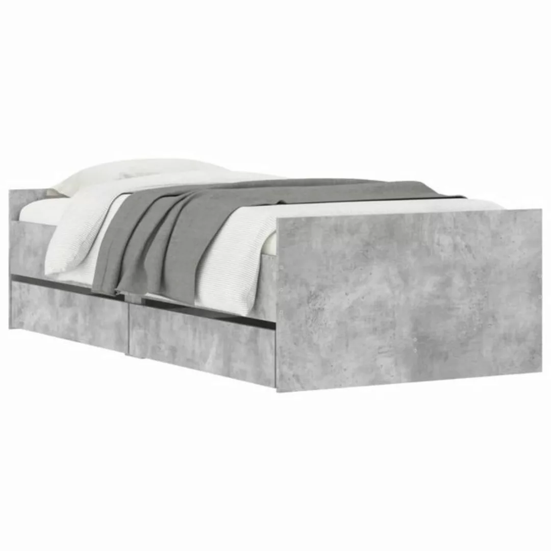 vidaXL Bett Bett mit Schubladen Betongrau 75x190 cm günstig online kaufen