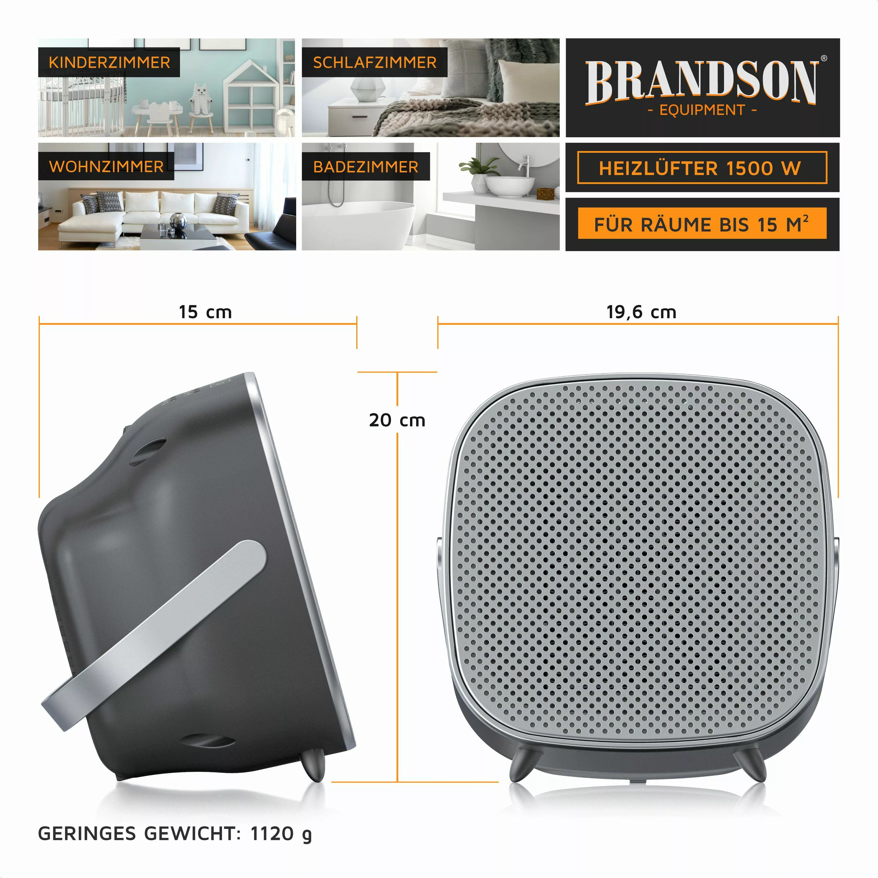 Brandson Keramikheizlüfter, 1500 W, Schnellheizer mit günstig online kaufen