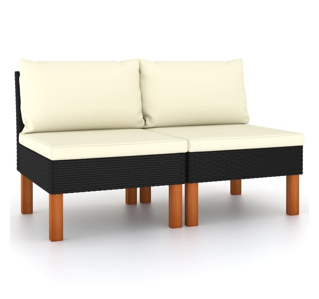 Mittelsofas 2 Stk. Poly Rattan Und Eukalyptus Massivholz günstig online kaufen