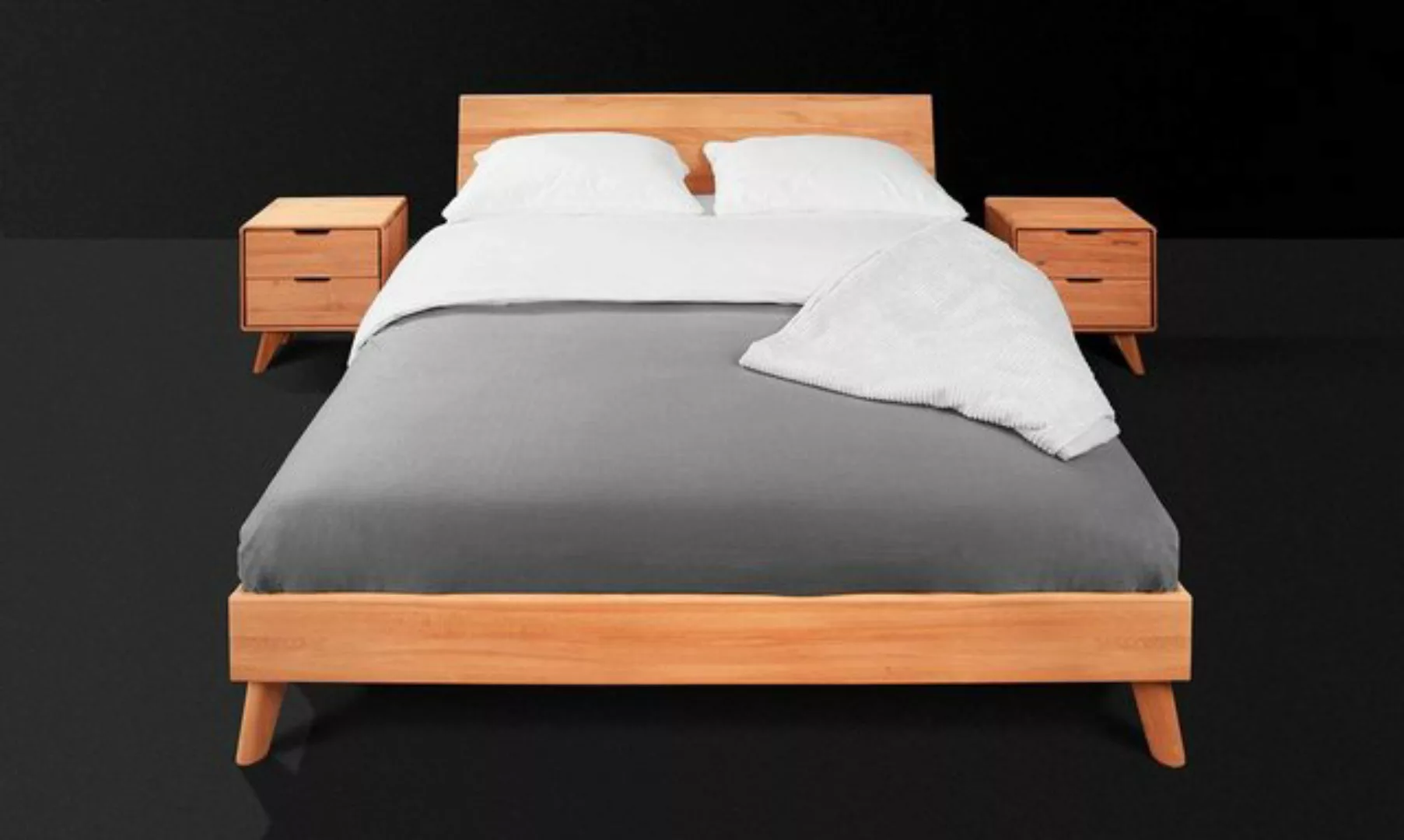 Natur24 Einzelbett Bett Gerg 1 Sonderlänge 100x220 Kernbuche Holzkopfteil u günstig online kaufen