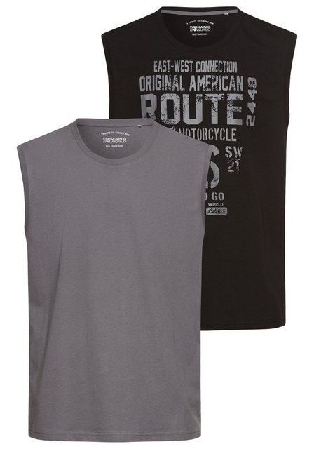 Man's World Muscleshirt (2er-Pack) ärmellos, bedruckt, Rundhalsausschnitt, günstig online kaufen