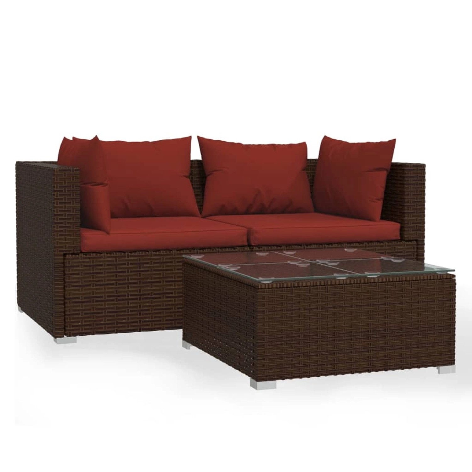 vidaXL 3-tlg Garten-Lounge-Set mit Kissen Braun Poly Rattan Modell 2 günstig online kaufen