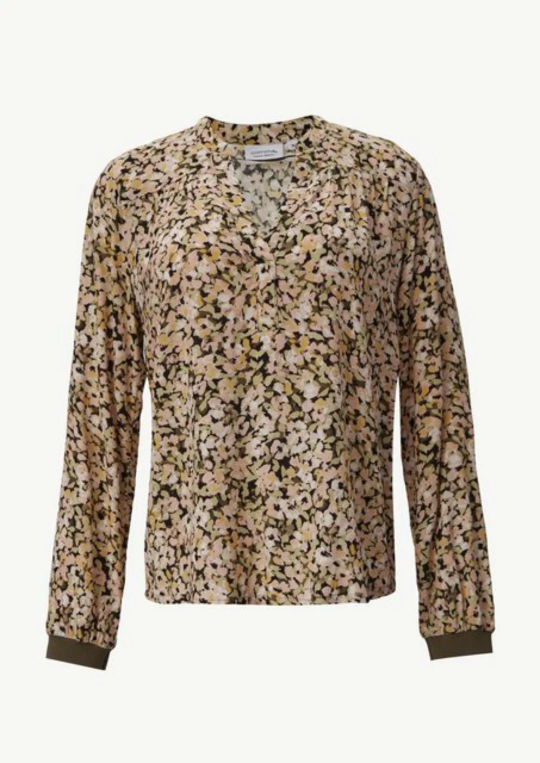 comma casual identity Langarmbluse Floral gemusterte Bluse aus Crêpe mit Ri günstig online kaufen