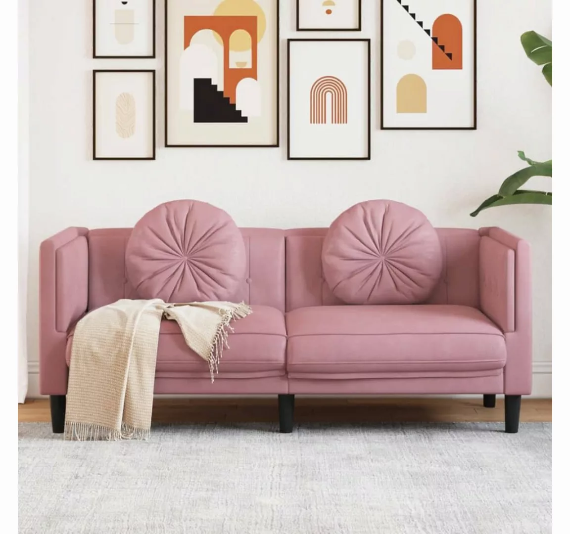 vidaXL Sofa Sofa mit Kissen 2-Sitzer Rosa Samt günstig online kaufen