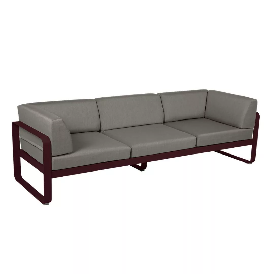 Bellevie 3-Sitzer Club Sofa Outdoor B9 Schwarzkirsche B8 Taupegrau günstig online kaufen