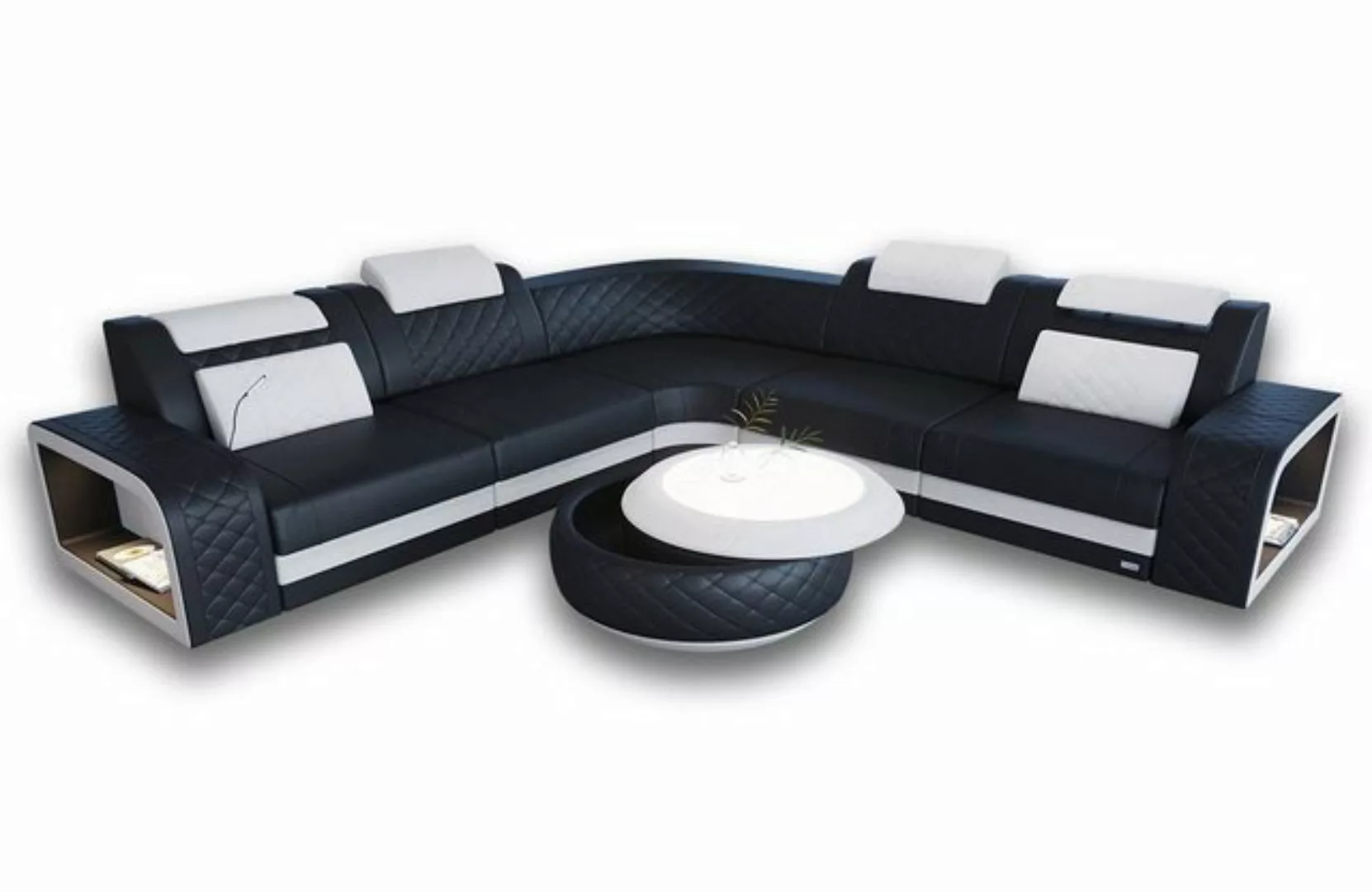 Sofa Dreams Ecksofa Leder Couch Sofa Foggia L Form Ledersofa, mit LED, vers günstig online kaufen